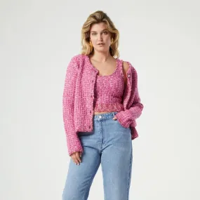 Fabienne Chapot Josh Tweed Cardigan in Pink Candy