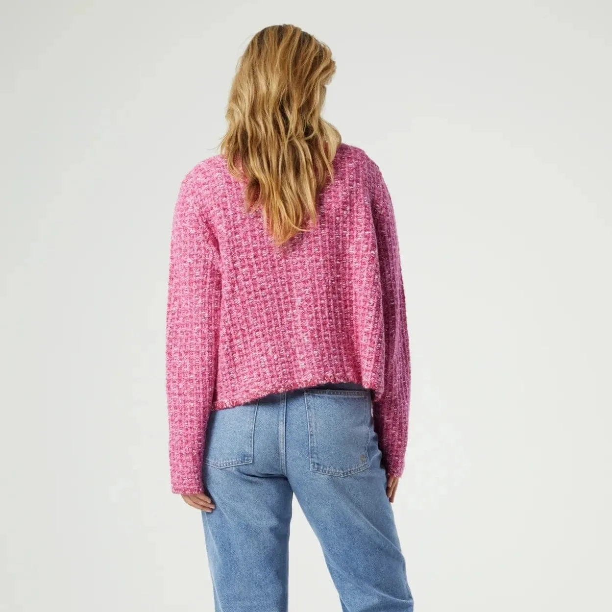 Fabienne Chapot Josh Tweed Cardigan in Pink Candy