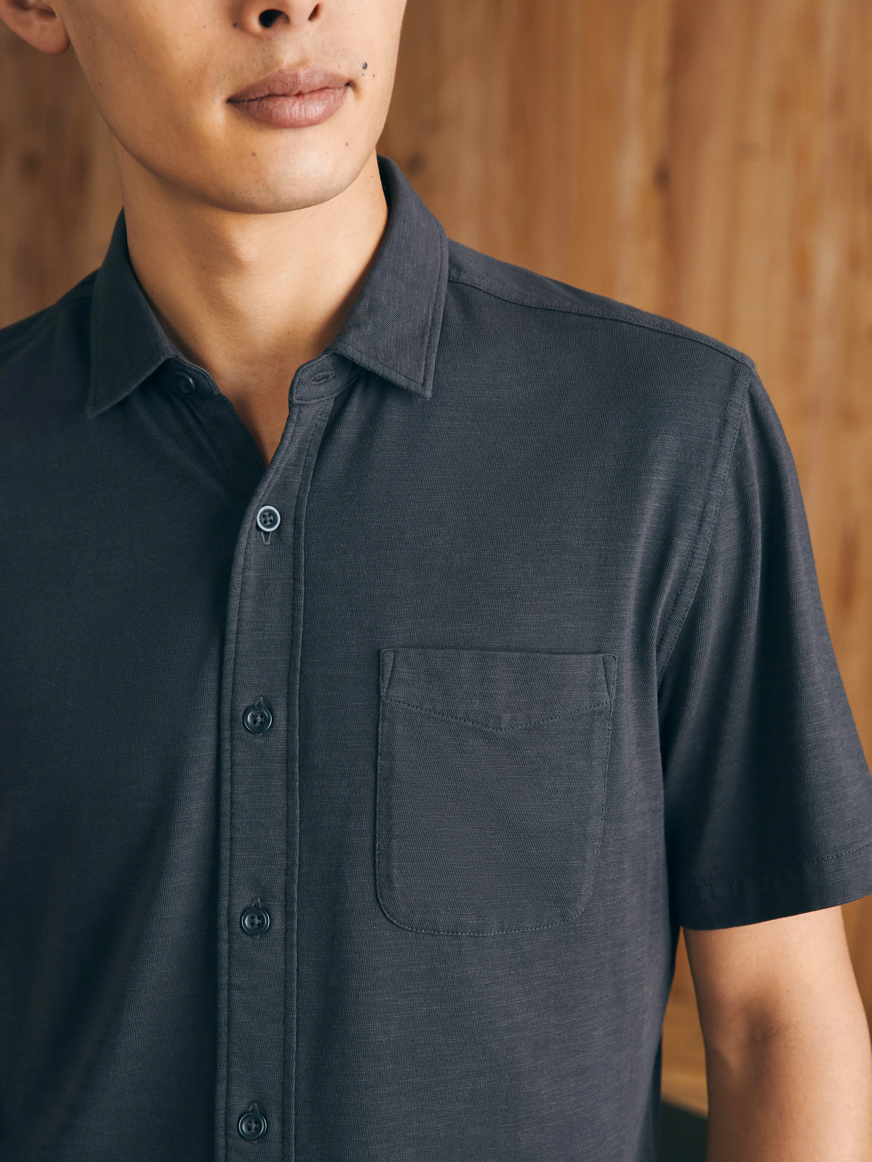 Faherty Short-Sleeve Sunwashed Knit Shirt (Single Pocket)