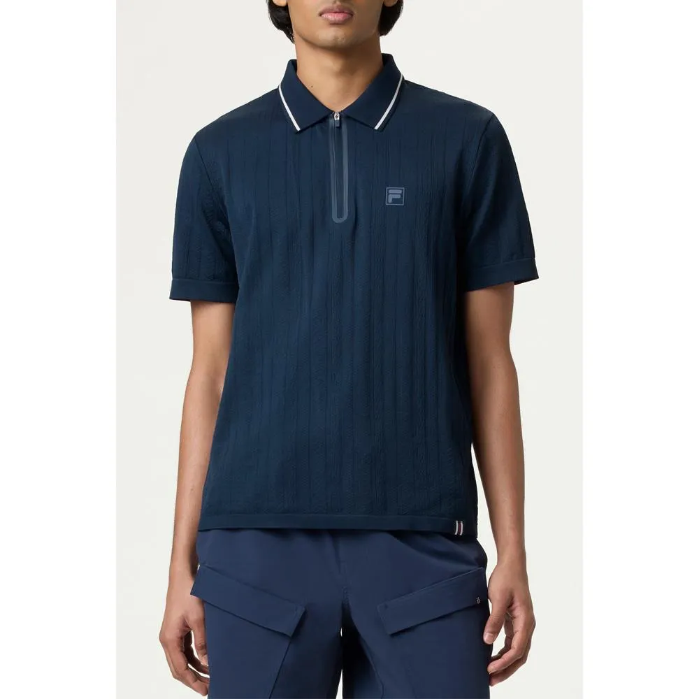 Fila Men's Casa Challenger Cable Zip Polo - Fila Navy