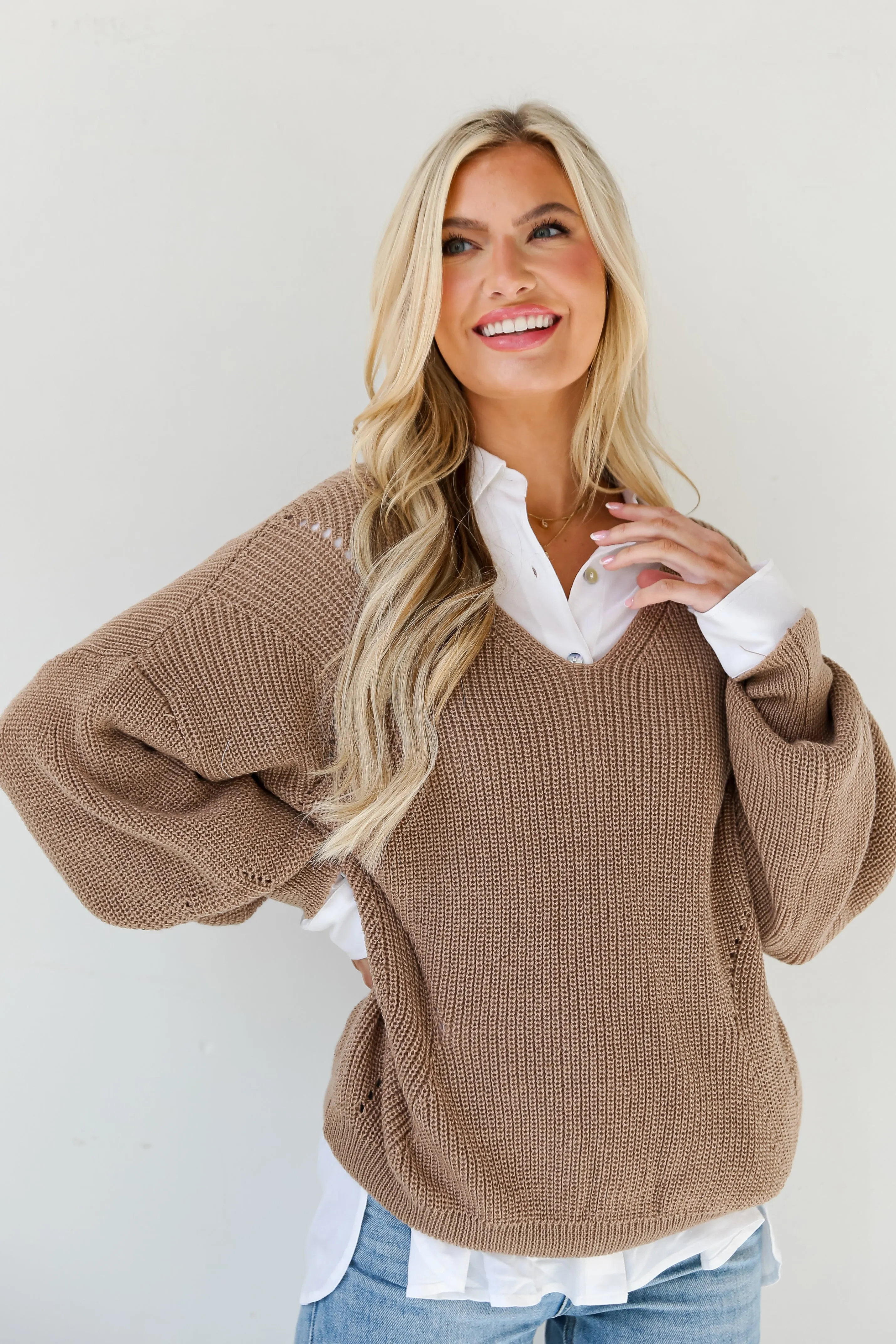 FINAL SALE - Adored Effect Beige Oversized Sweater