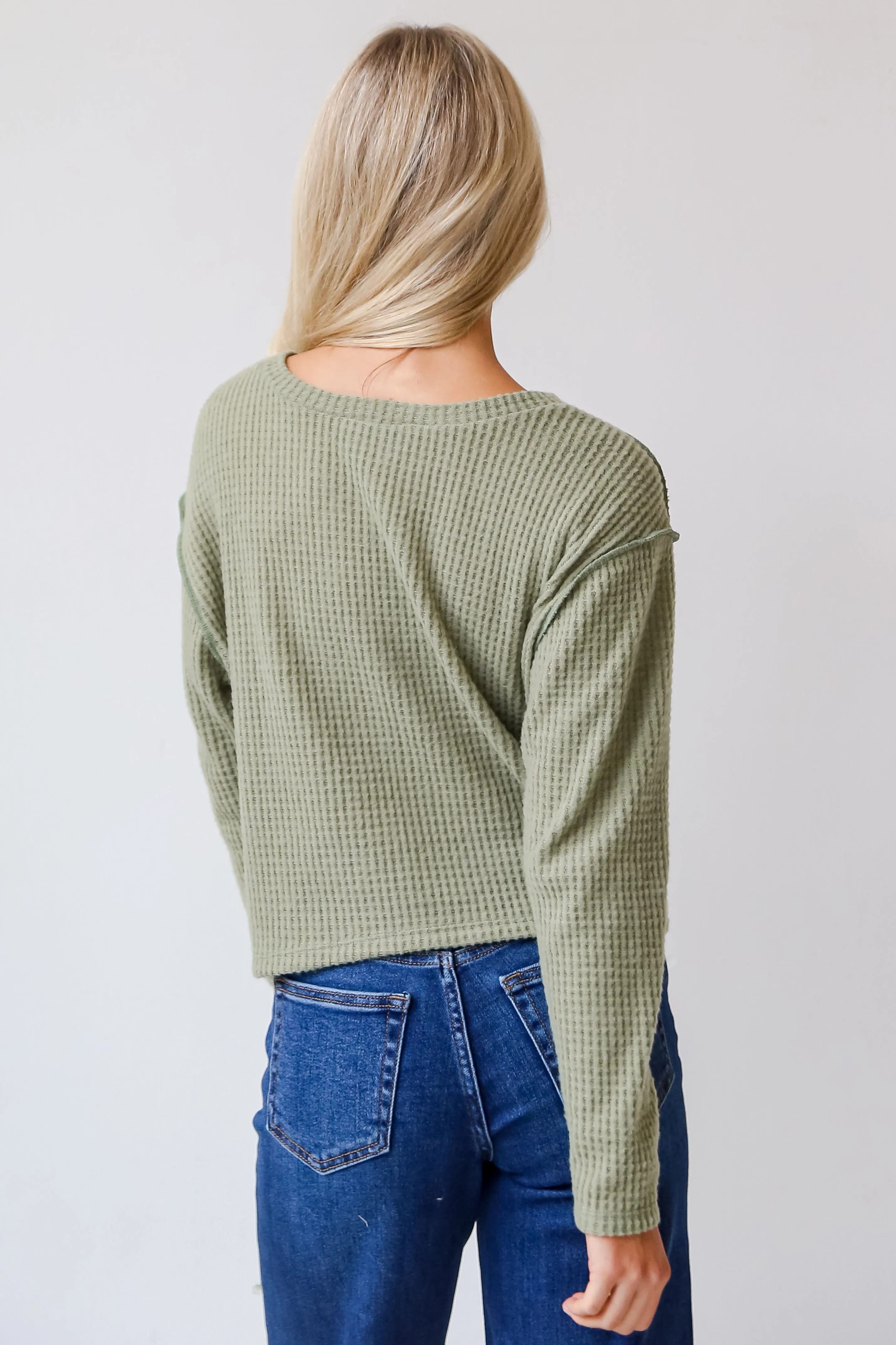 FINAL SALE - All Day Fave Sage Brushed Waffle Knit Top - DOORBUSTER