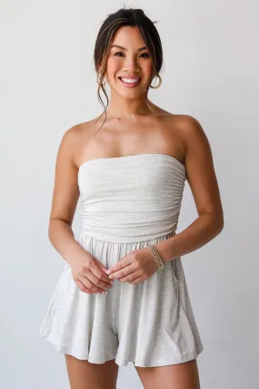 FINAL SALE - Effortless Upgrade Heather Grey Strapless Romper