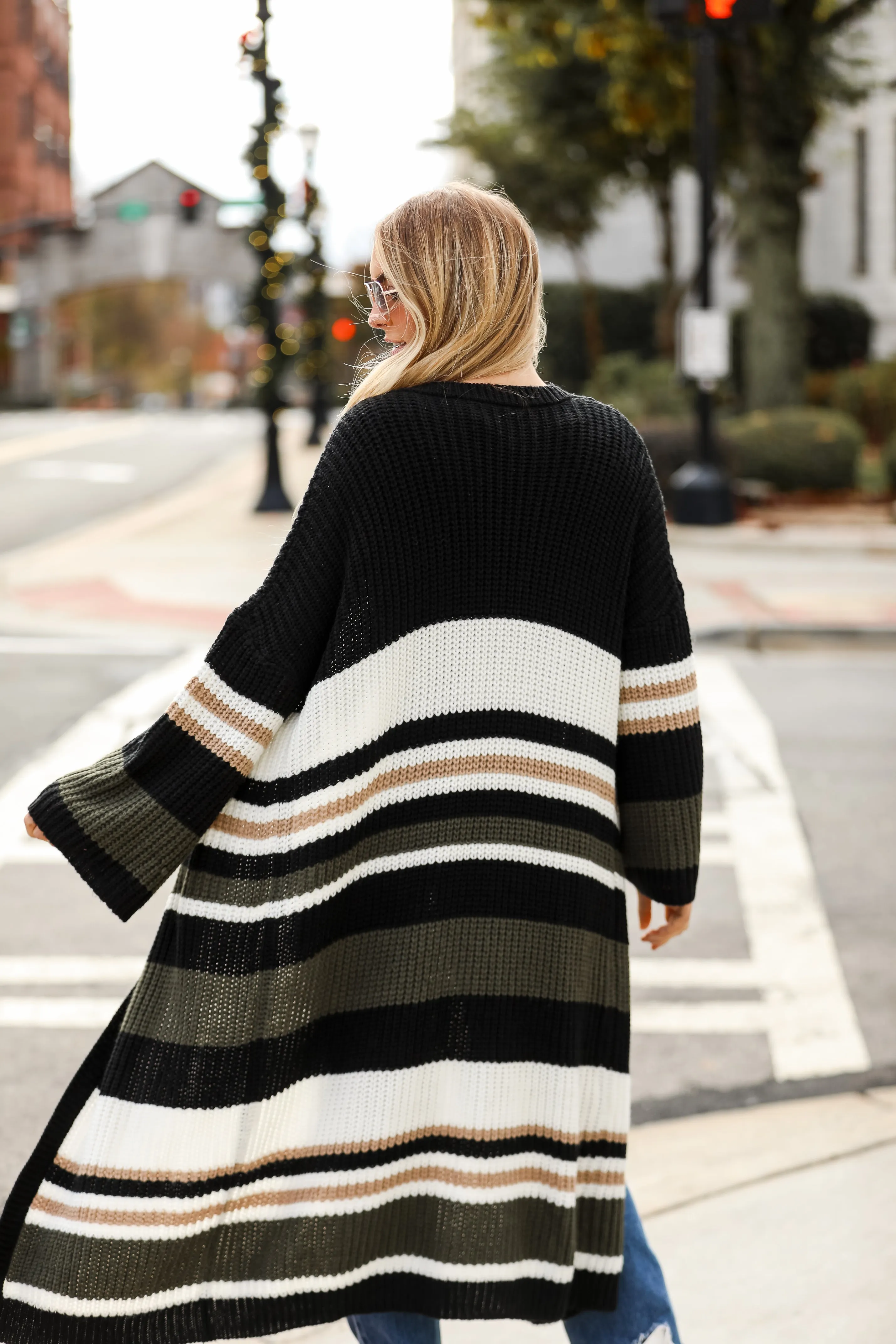 FINAL SALE - Means Everything To Me Black Striped Longline Cardigan