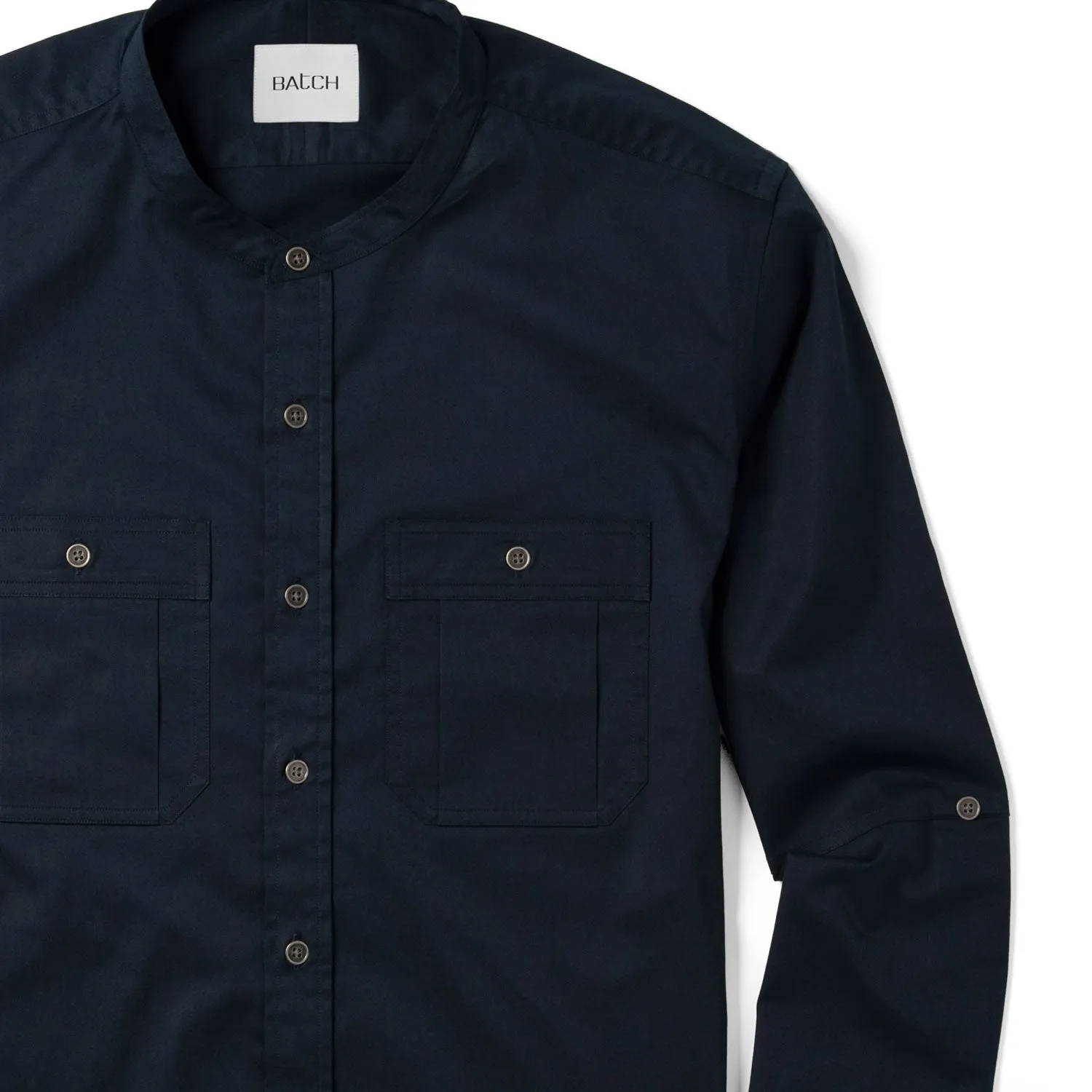 Fixer Band Collar Utility Shirt - Dark Navy Twill