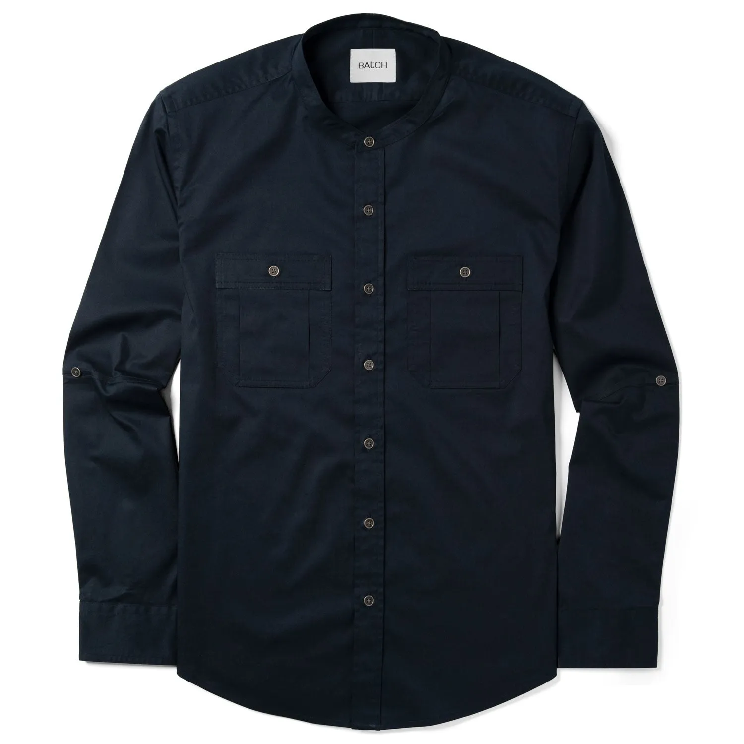 Fixer Band Collar Utility Shirt - Dark Navy Twill