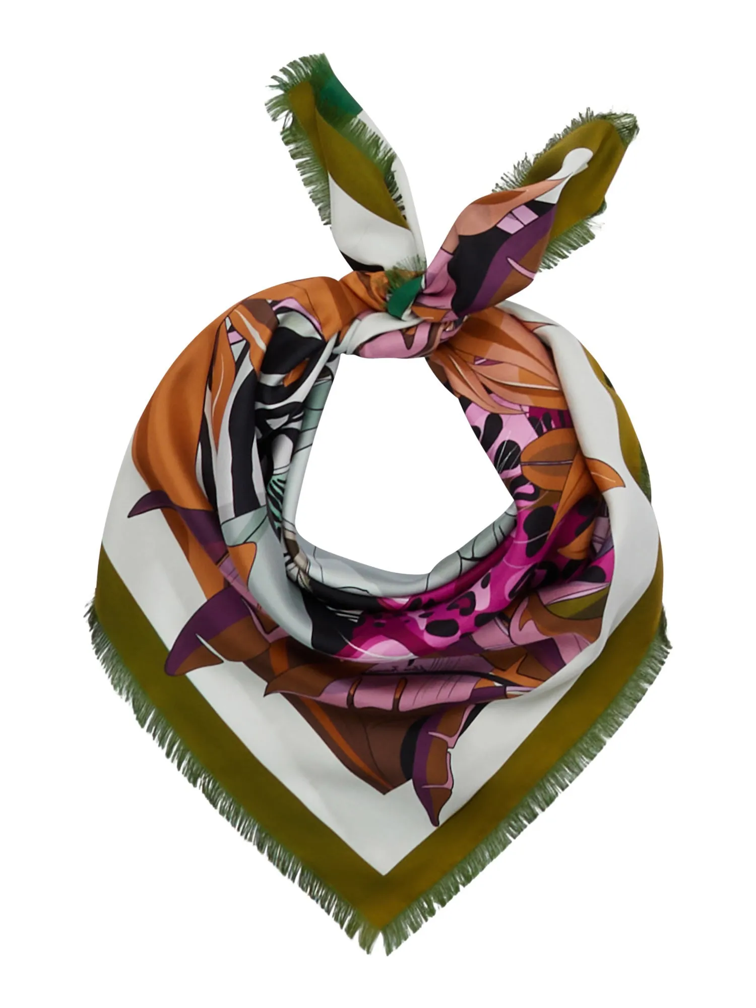 FRANCO FERRARI - CIALDA DOUBLE SIDED FRINGE SILK SCARF 90CM