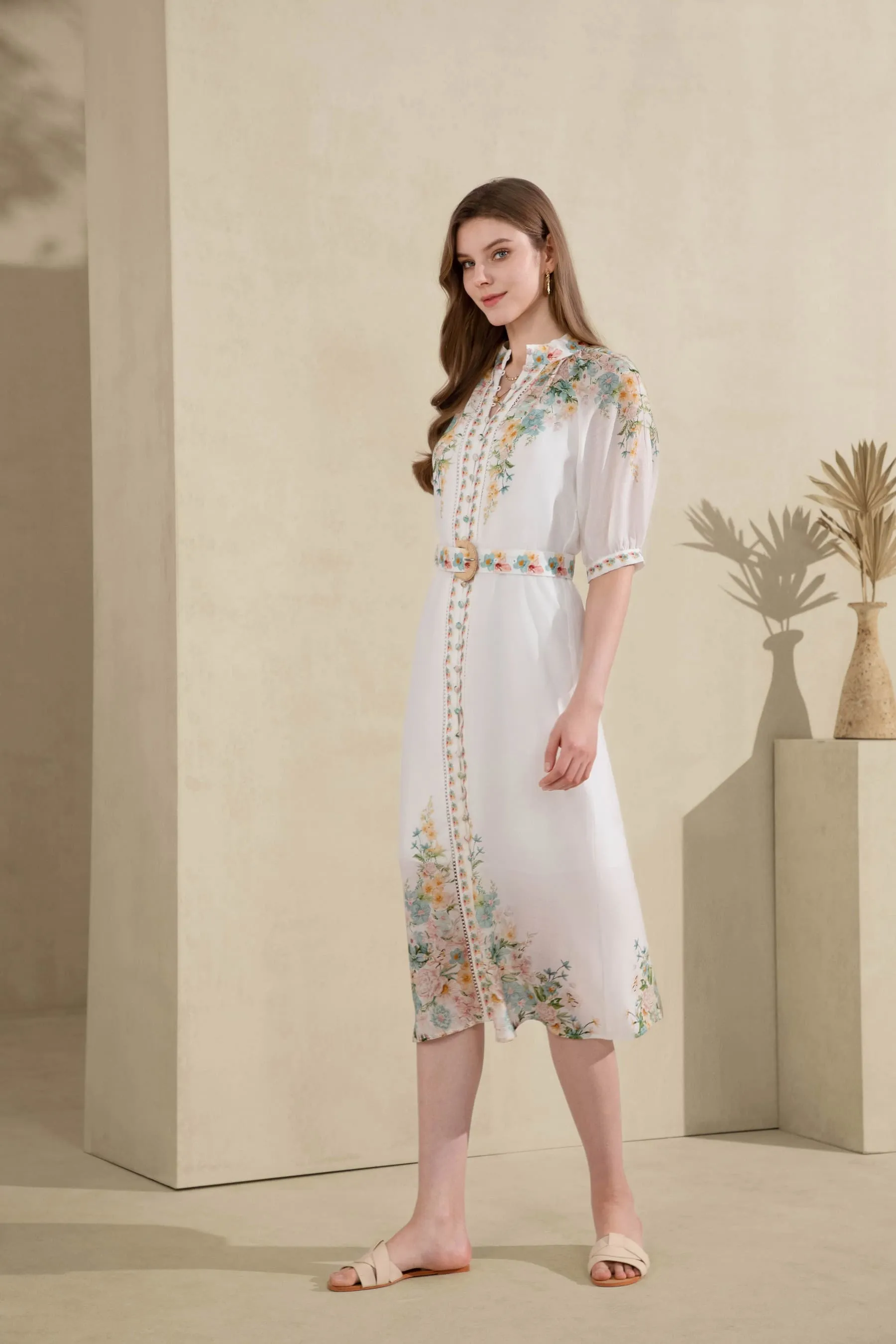 GDS Celeste Belted Linen Dress | Mint