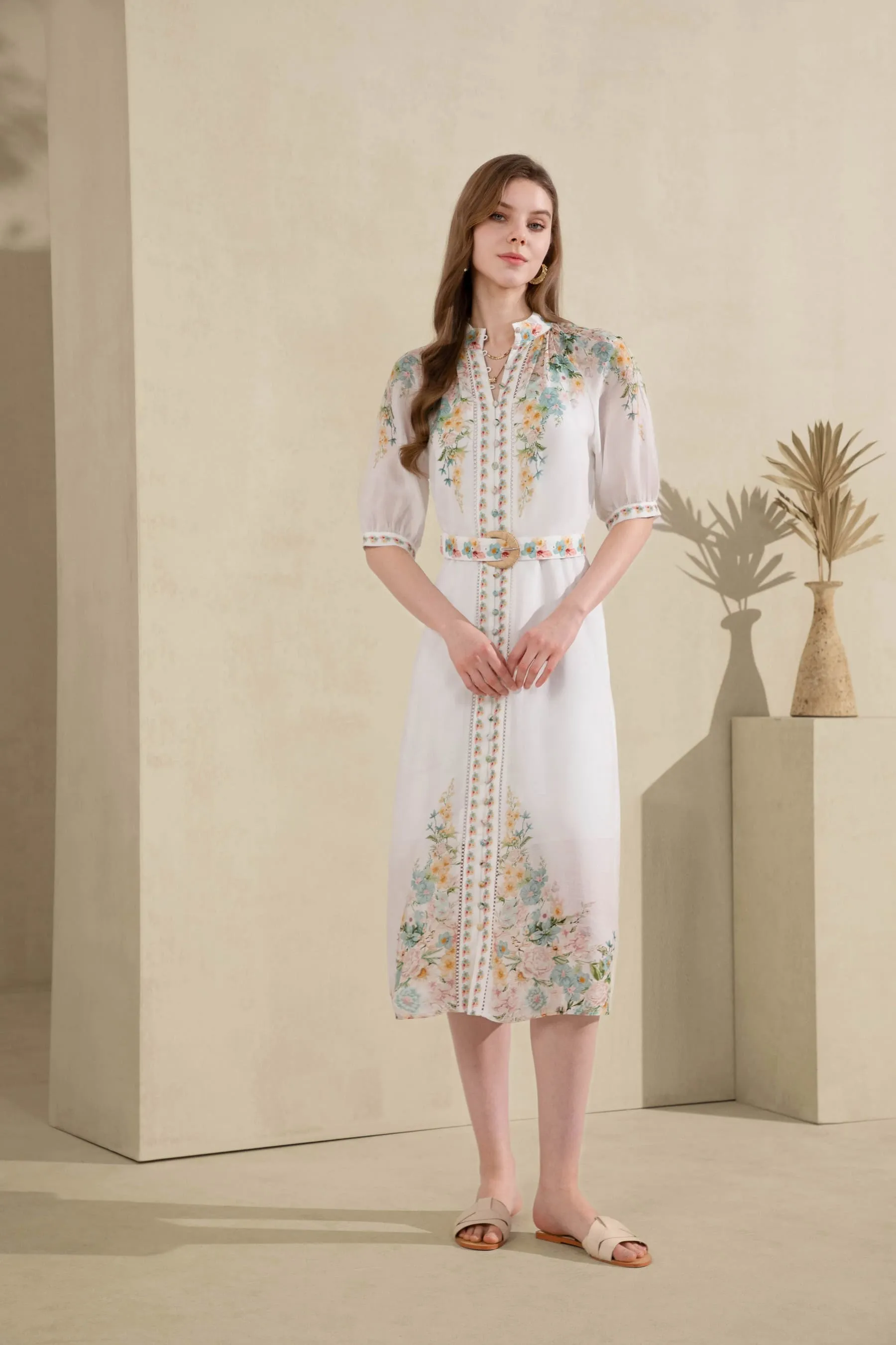 GDS Celeste Belted Linen Dress | Mint