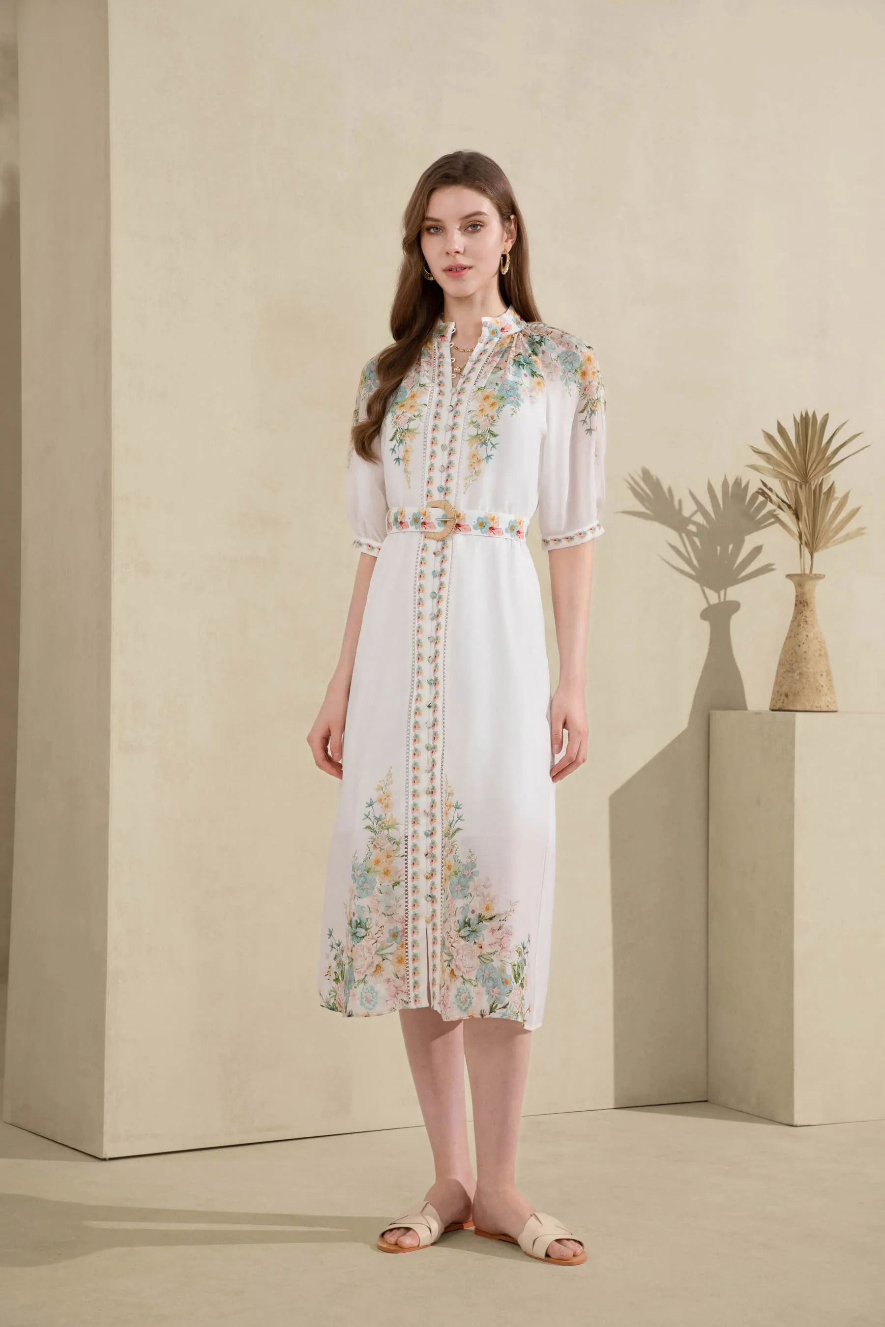 GDS Celeste Belted Linen Dress | Mint