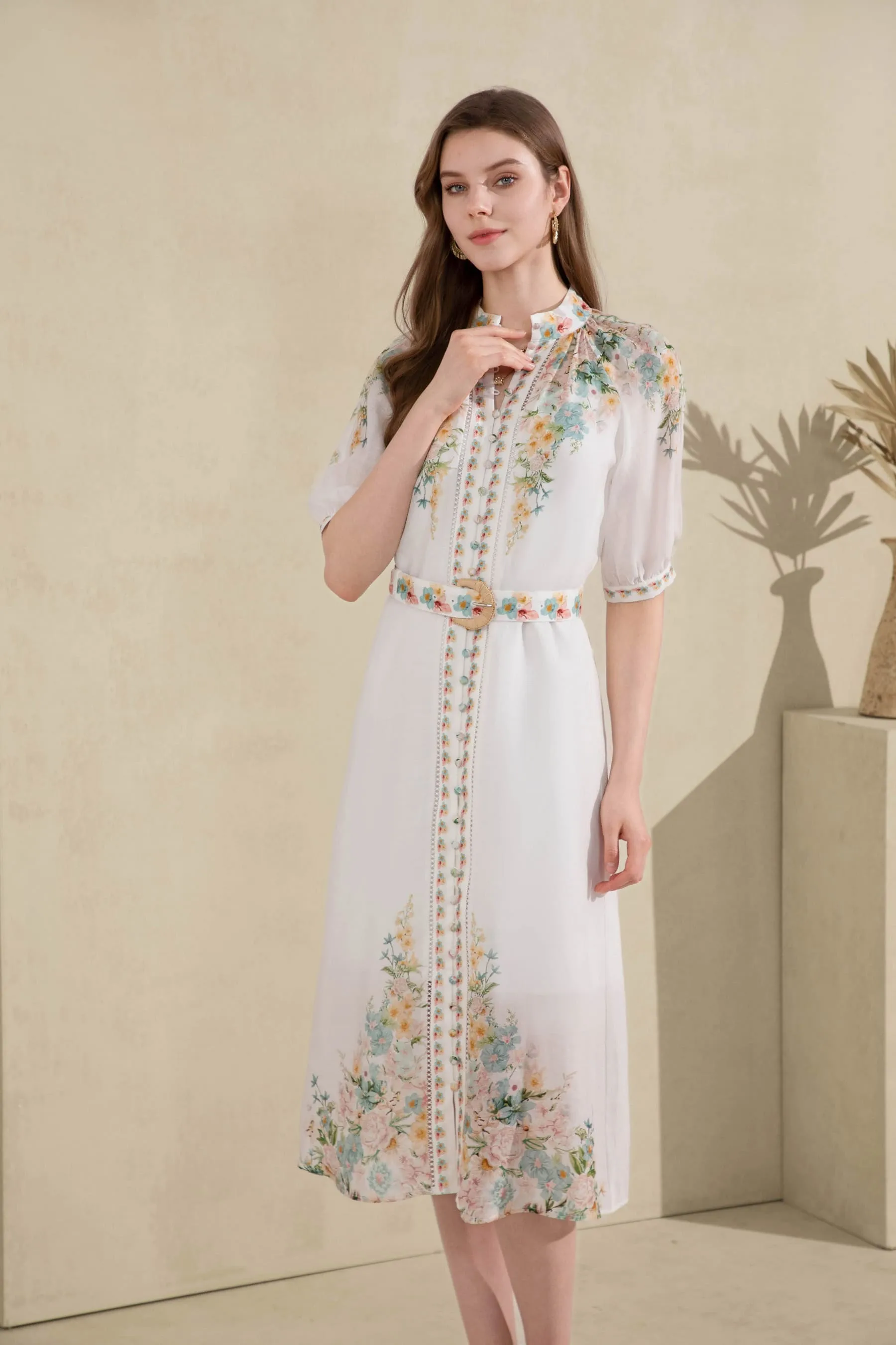 GDS Celeste Belted Linen Dress | Mint