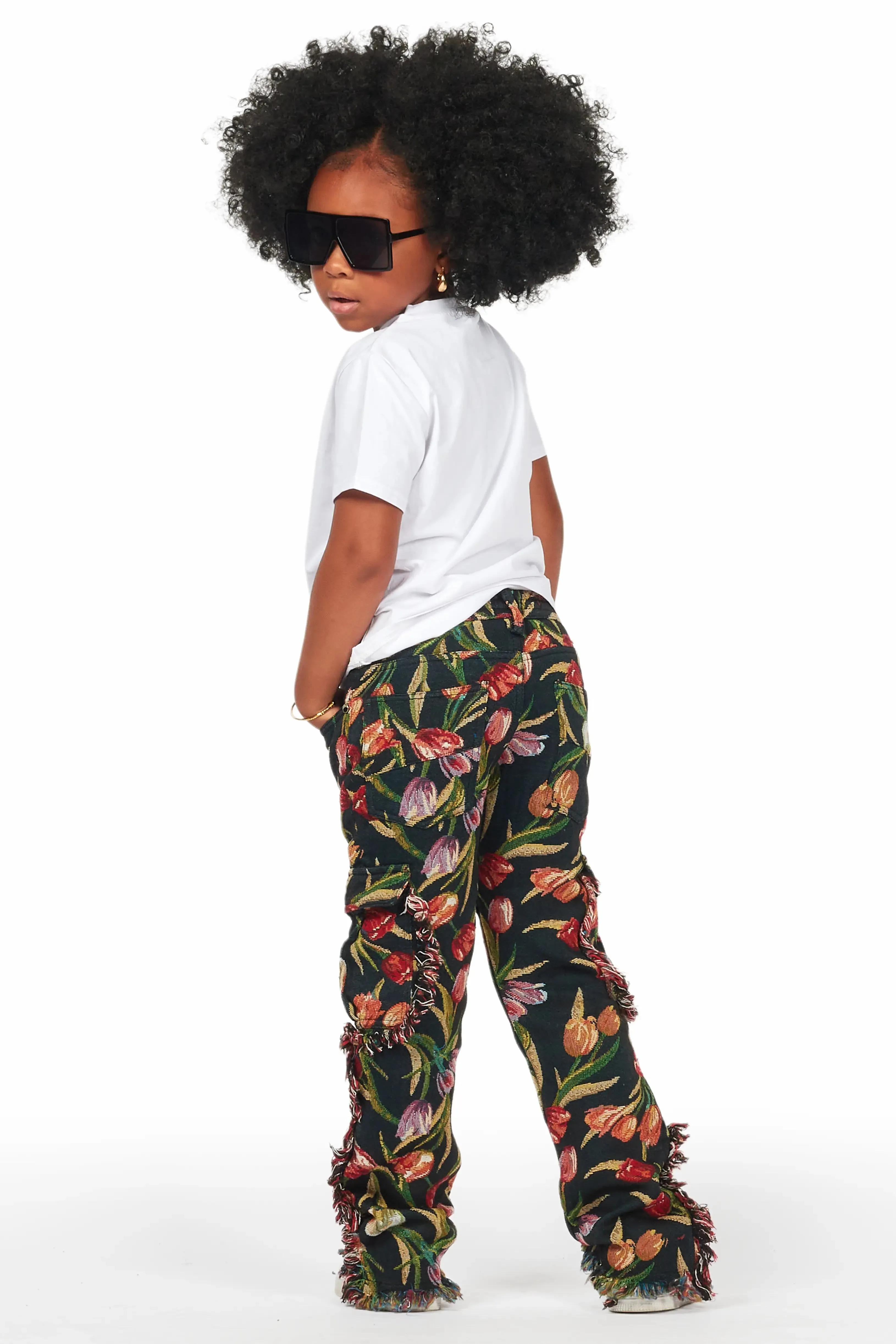 Girls Anaya Black Slim Flare Pants