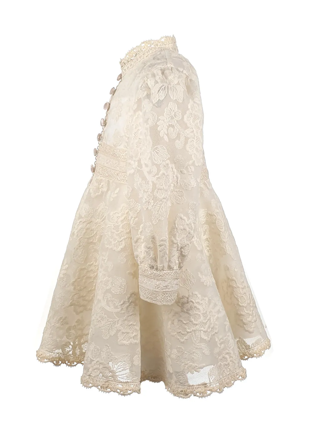 Girl's Lace dress with long sleeves - MAIRA cream