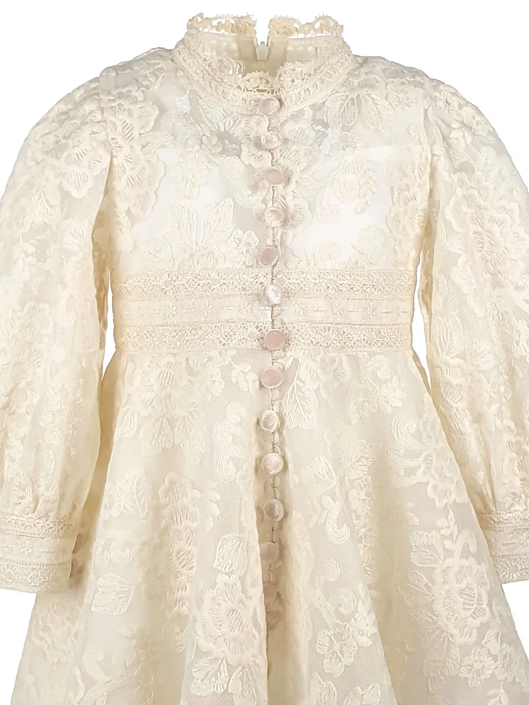 Girl's Lace dress with long sleeves - MAIRA cream