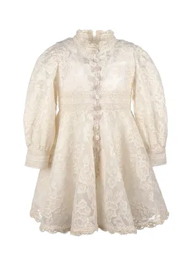 Girl's Lace dress with long sleeves - MAIRA cream