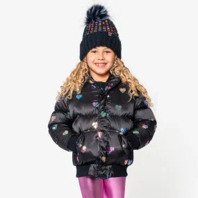 Girls Rainbow Hearts Puffy Coat