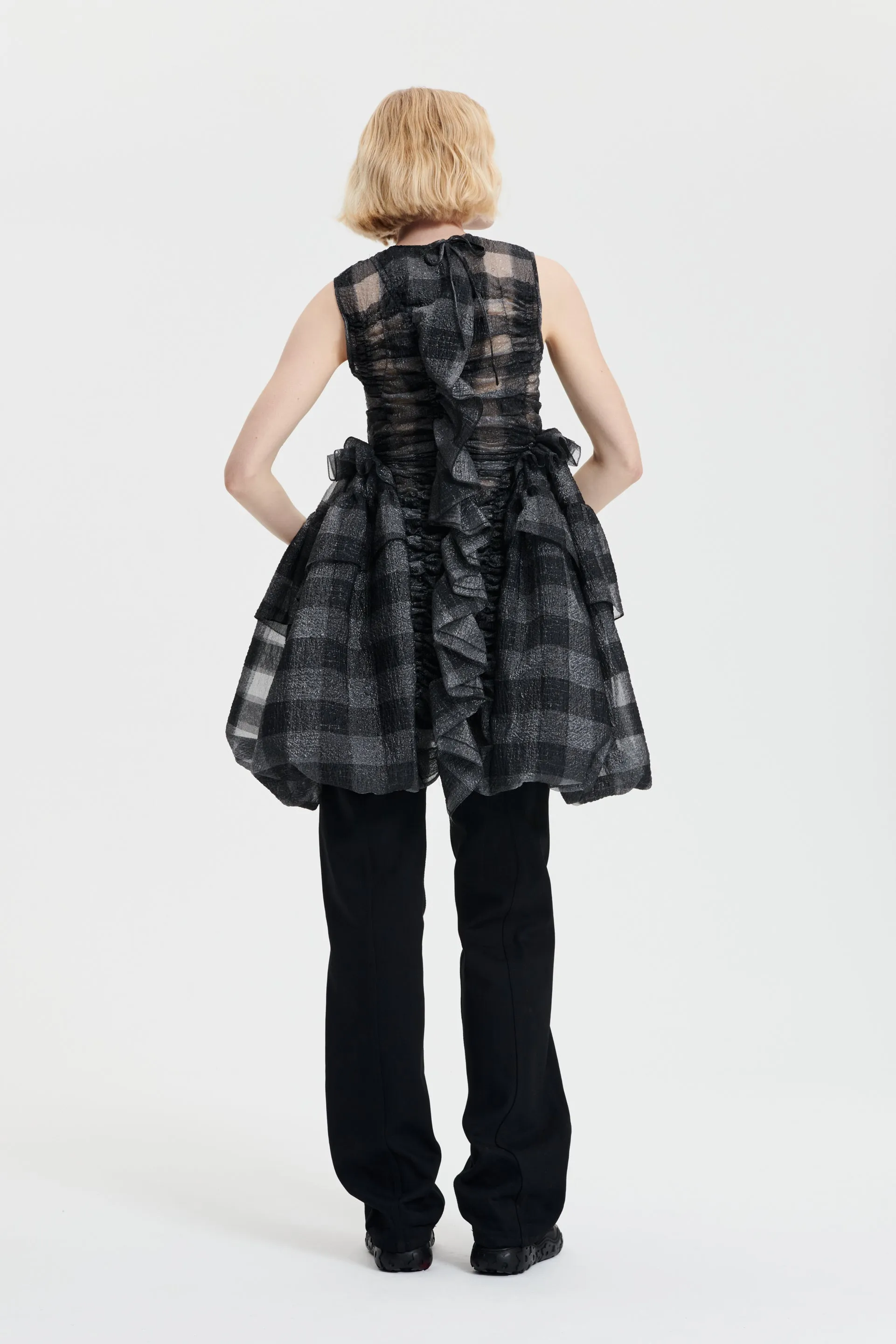 GISELLE | DRESS GINGHAM JACQUARD BLACK