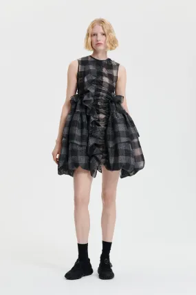 GISELLE | DRESS GINGHAM JACQUARD BLACK