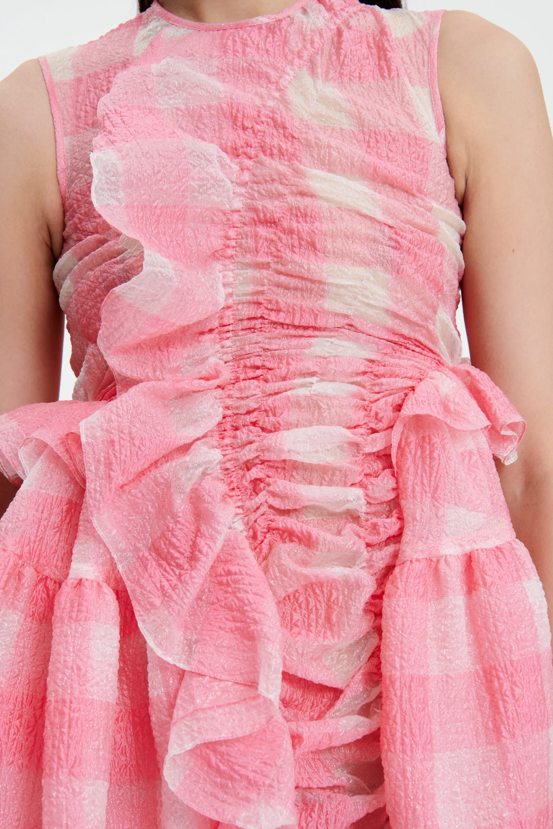 GISELLE | DRESS GINGHAM JACQUARD SORBET PINK