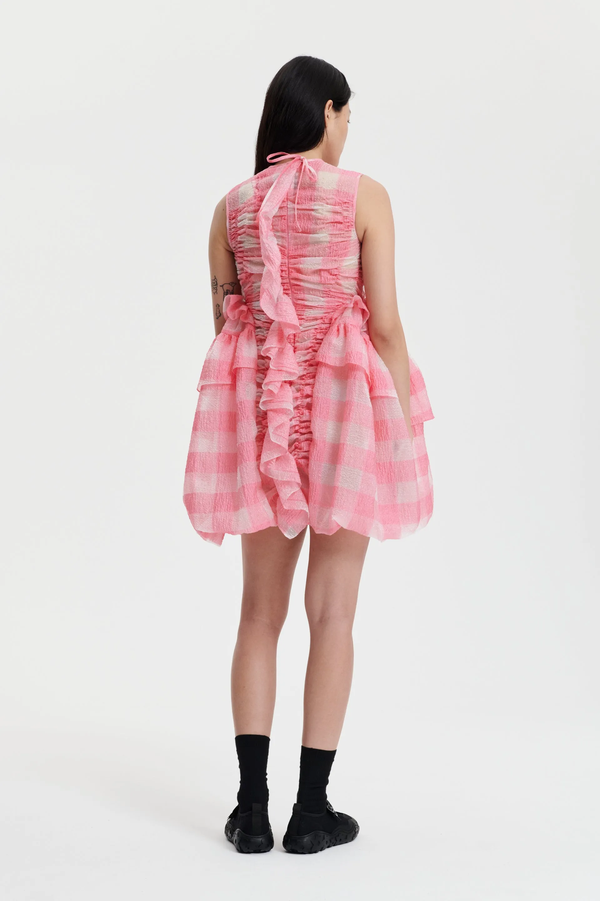 GISELLE | DRESS GINGHAM JACQUARD SORBET PINK