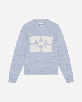 Graphic O-neck Pullover Butterfly - Ice Water