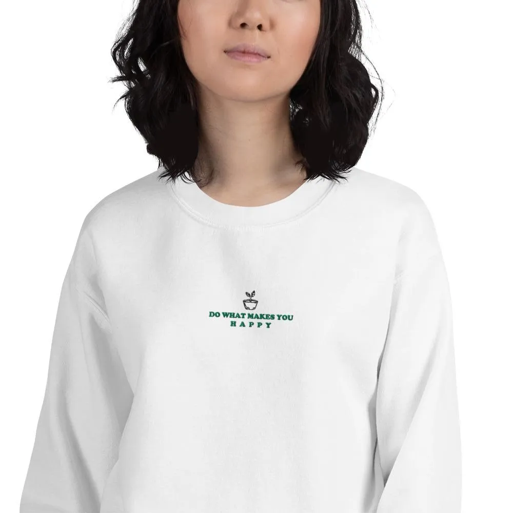 Happy | Embroidered Unisex Sweatshirt | Animal Crossing