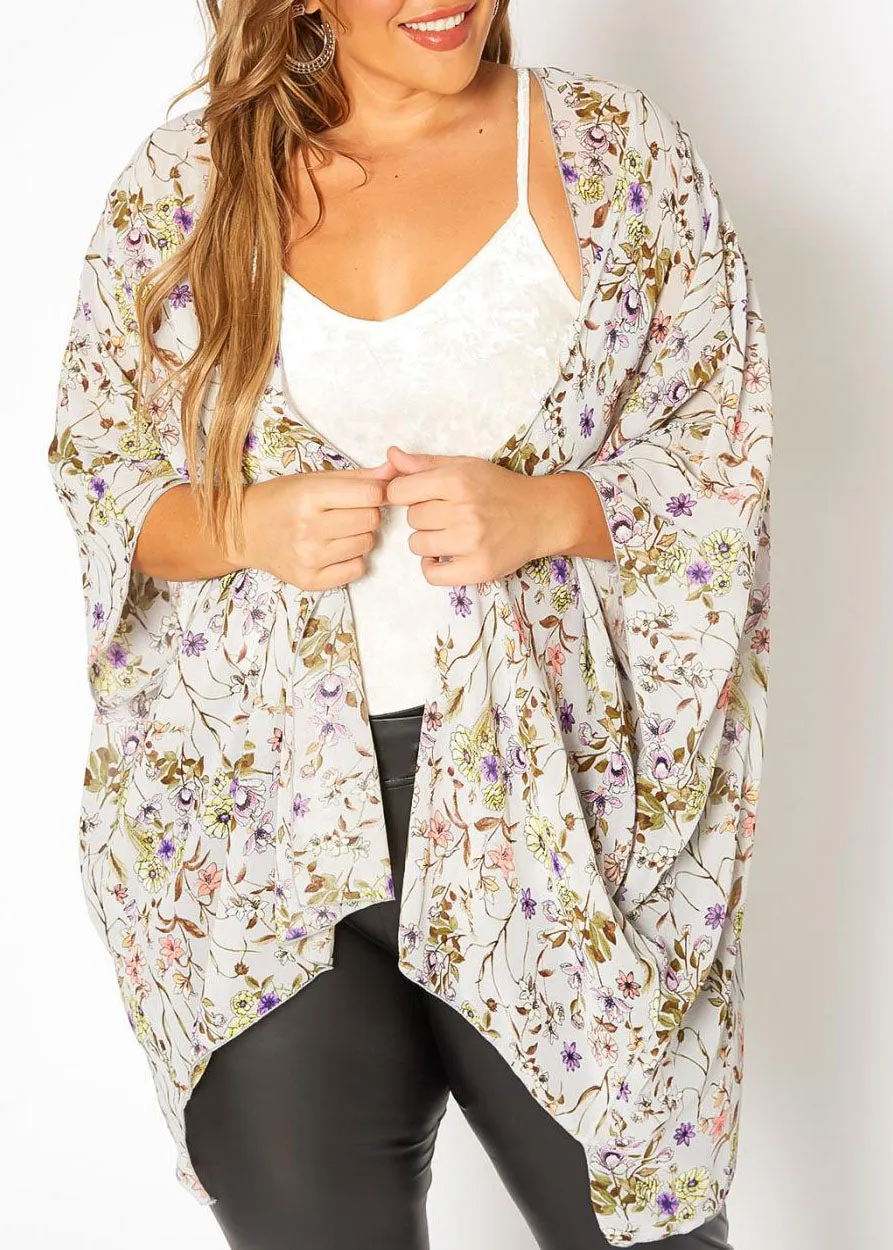 Hi Curvy Plus Size Women Floral Print Cardigan