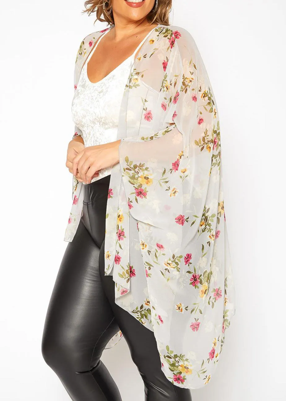 Hi Curvy Plus Size Women Floral Print Cardigan