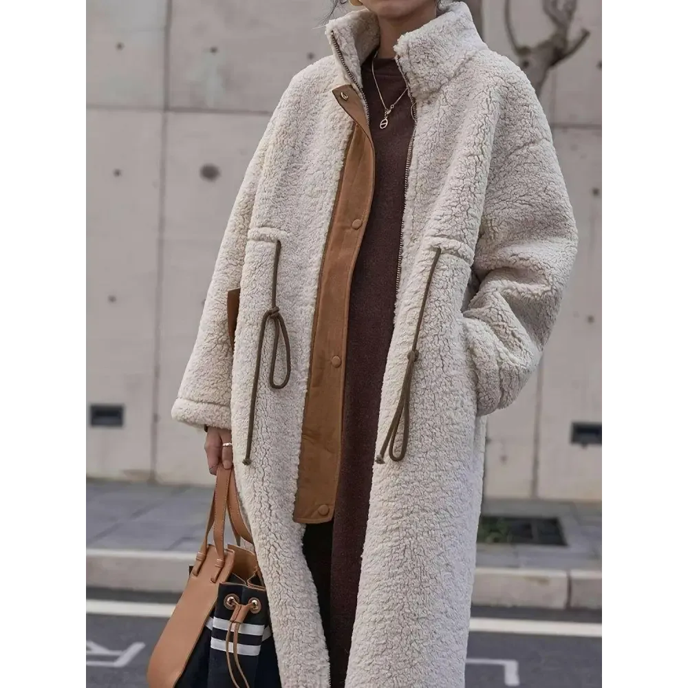 Indulge in Luxury Fashion for Women with the Size Drawstring Sherpa Coat