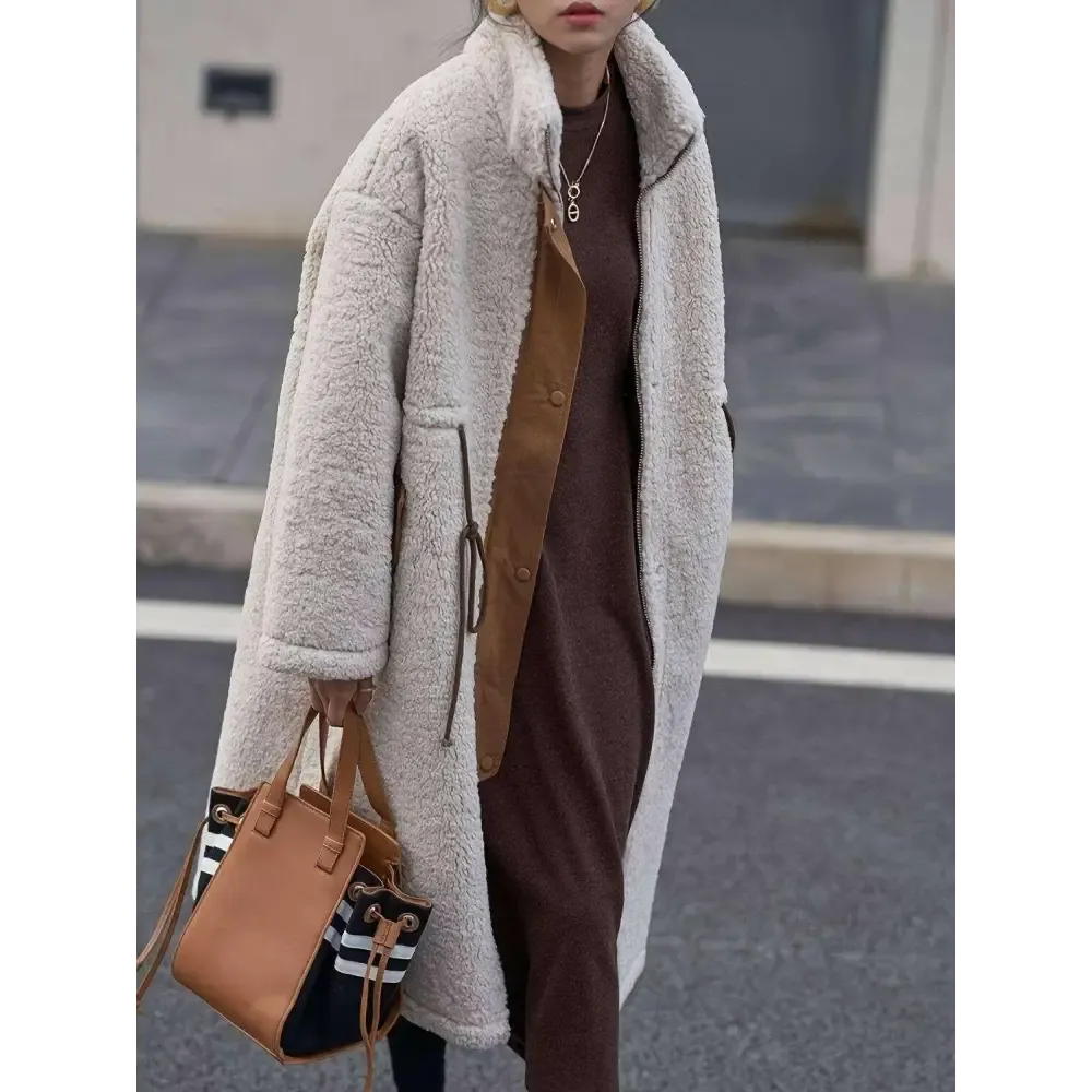 Indulge in Luxury Fashion for Women with the Size Drawstring Sherpa Coat