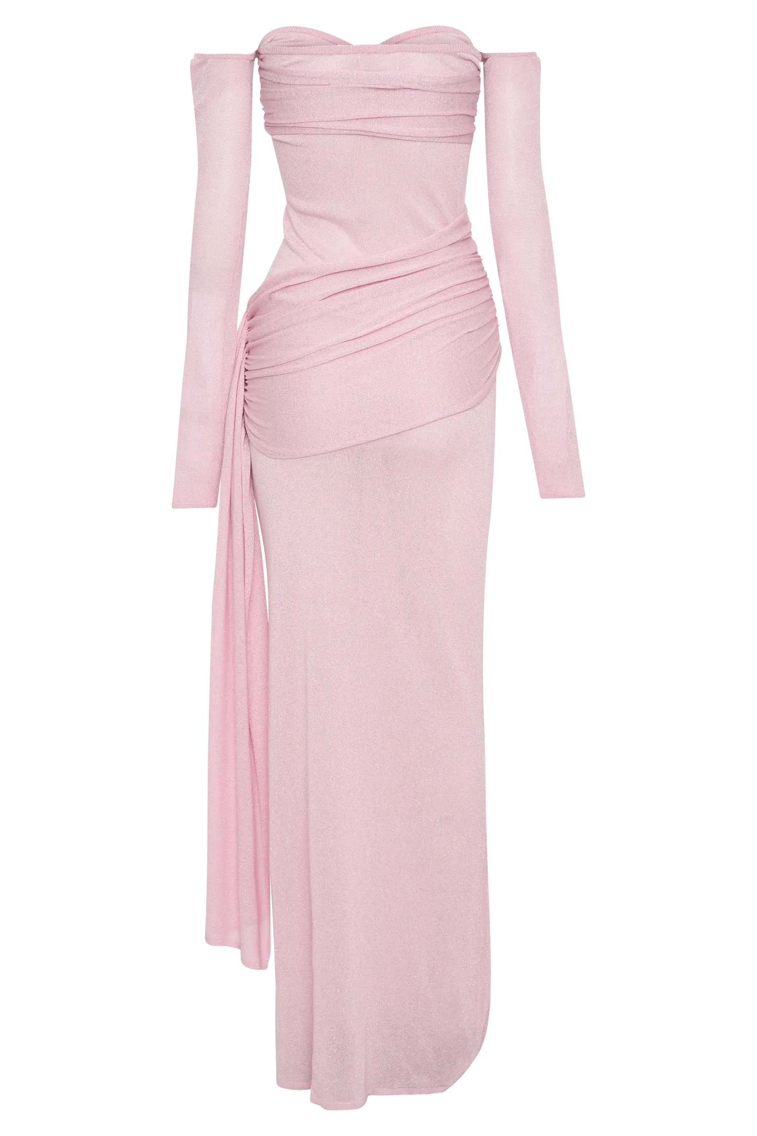 Ingrid Metallic Knit Maxi Dress - Baby Pink