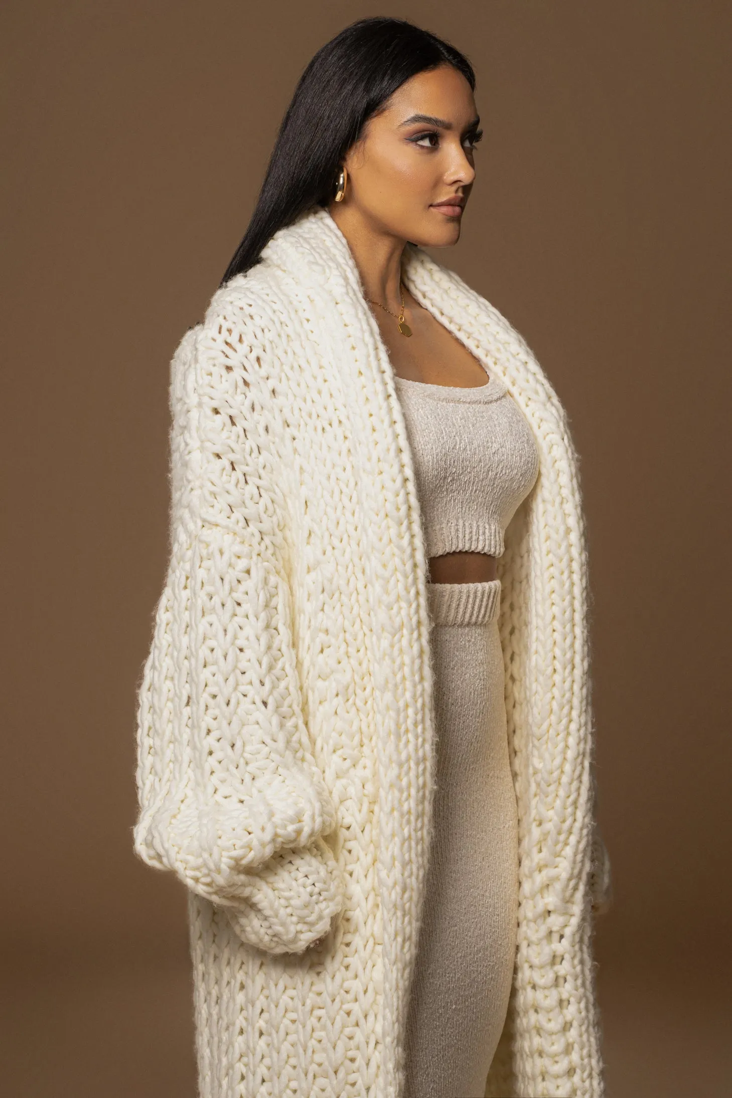 Ivory Hold Me Close Shawl Collar Cardigan