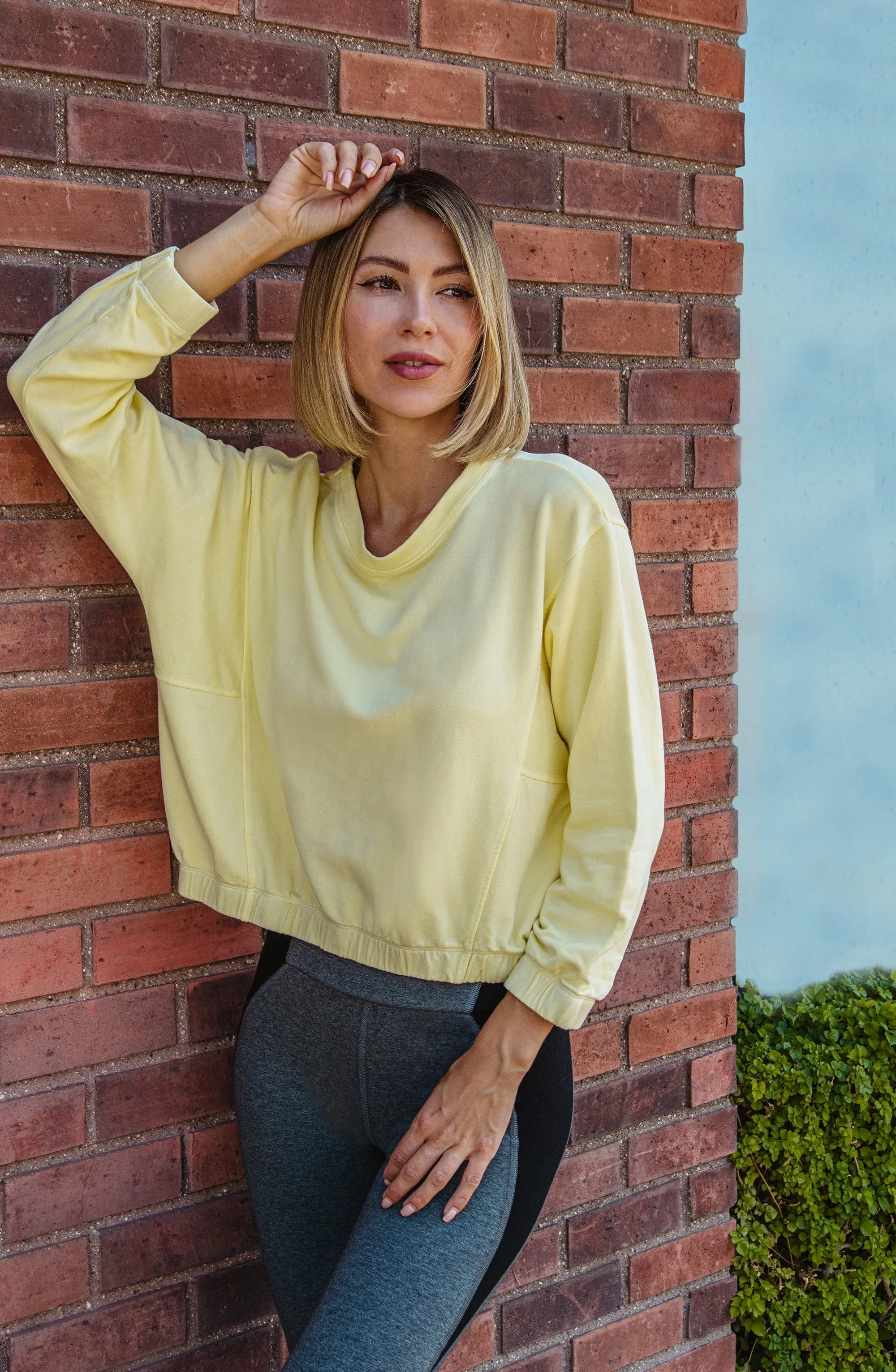 Ivy Boxy Cropped Modal Pullover - Sunny