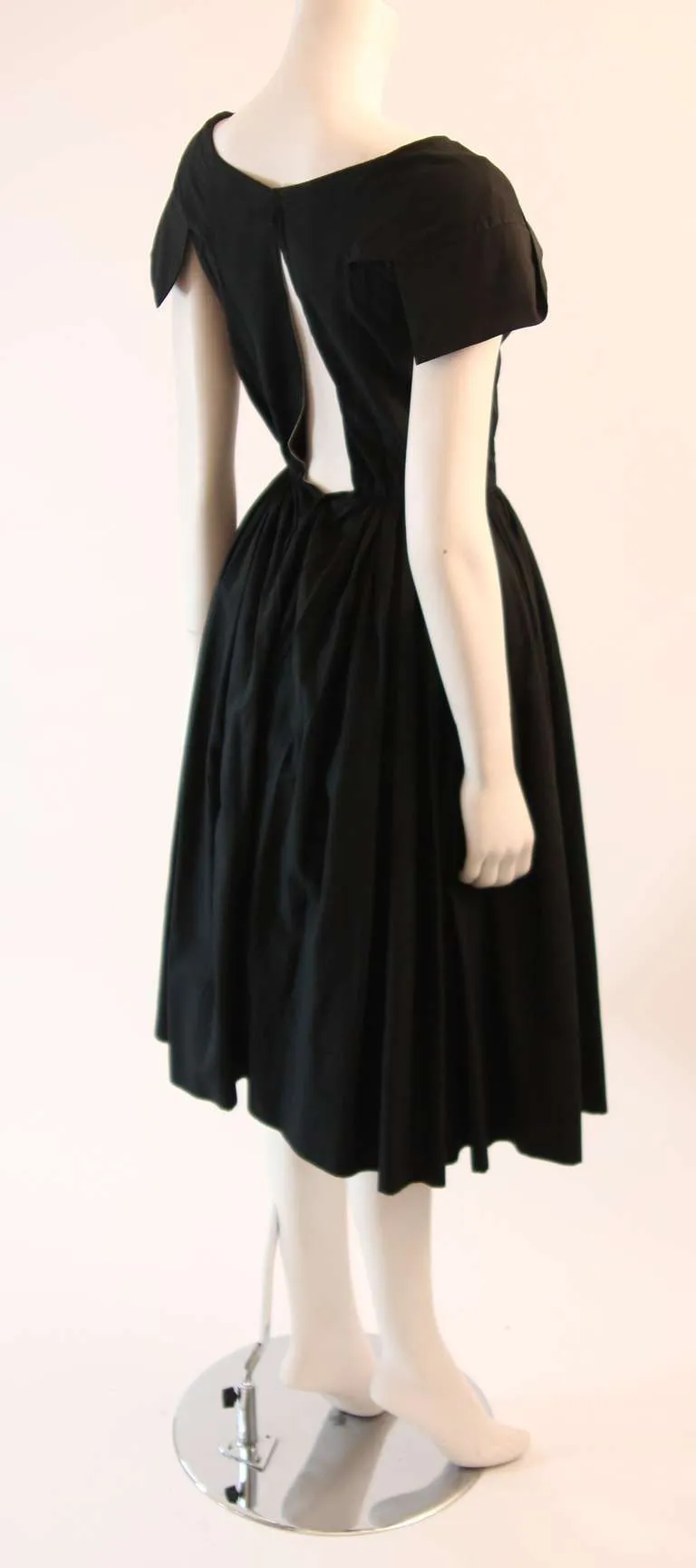 JAMES GALANOS Circa 1950s Black Boat Neck Cocktail Dress