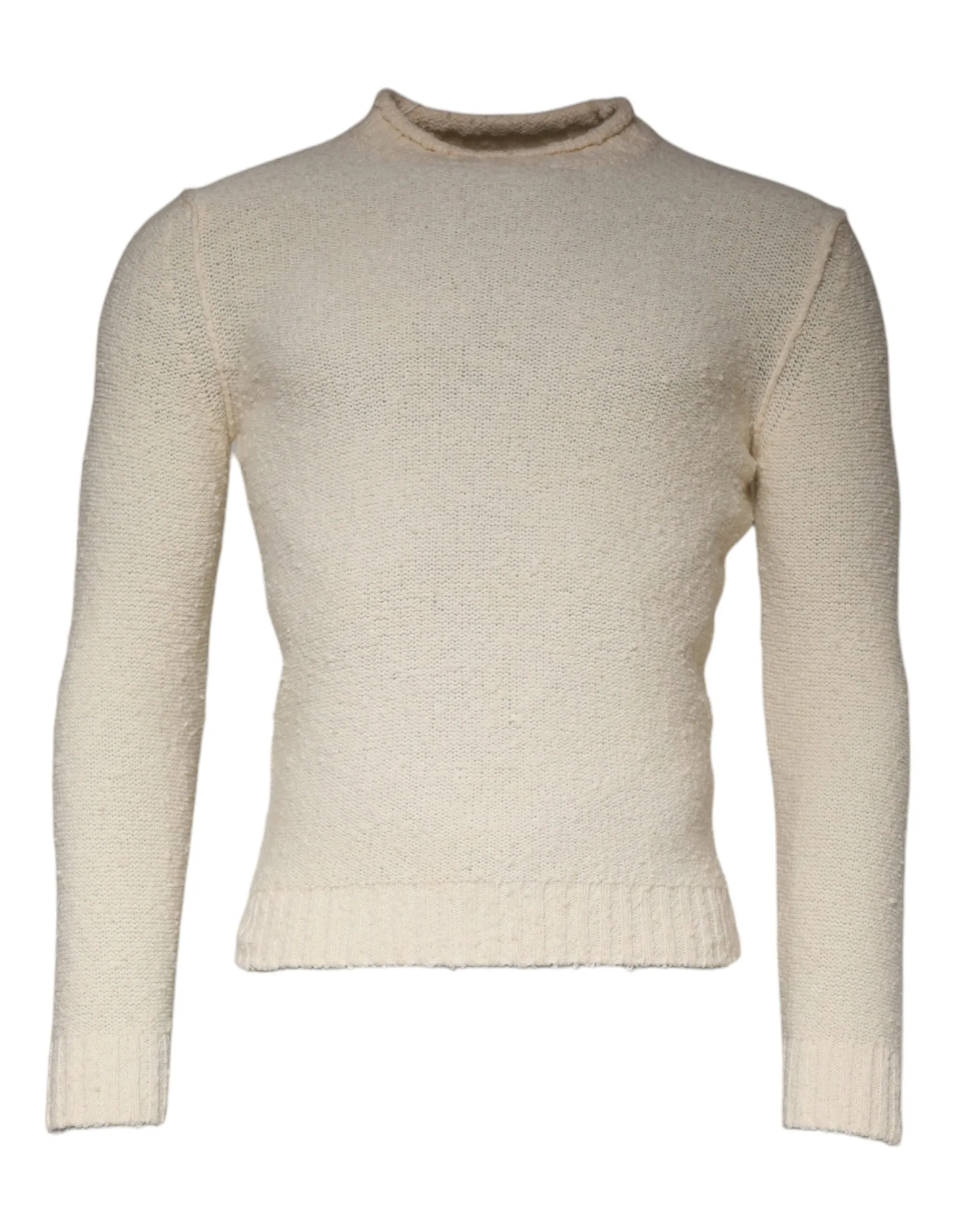 KANGRA Beige Wool Knit Long Sleeve Round Neck Pullover Sweater