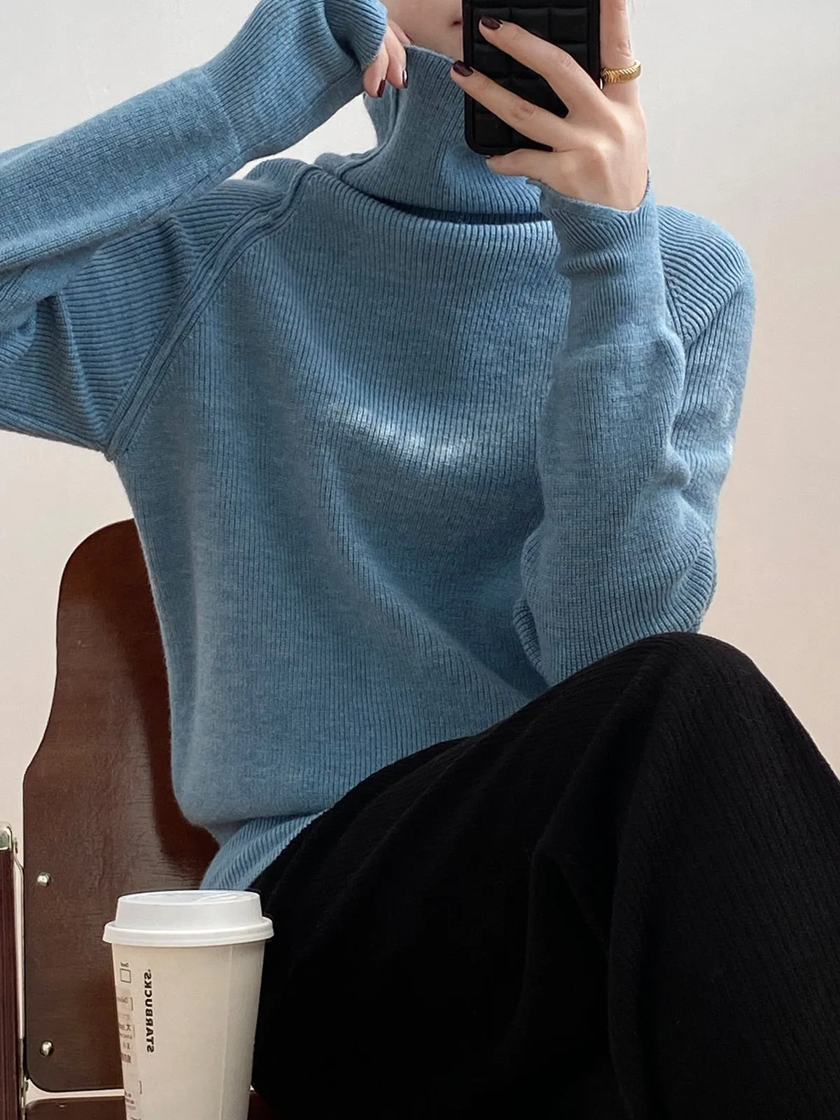 [Korean Style] 6 Color Basic Turtleneck Sweater