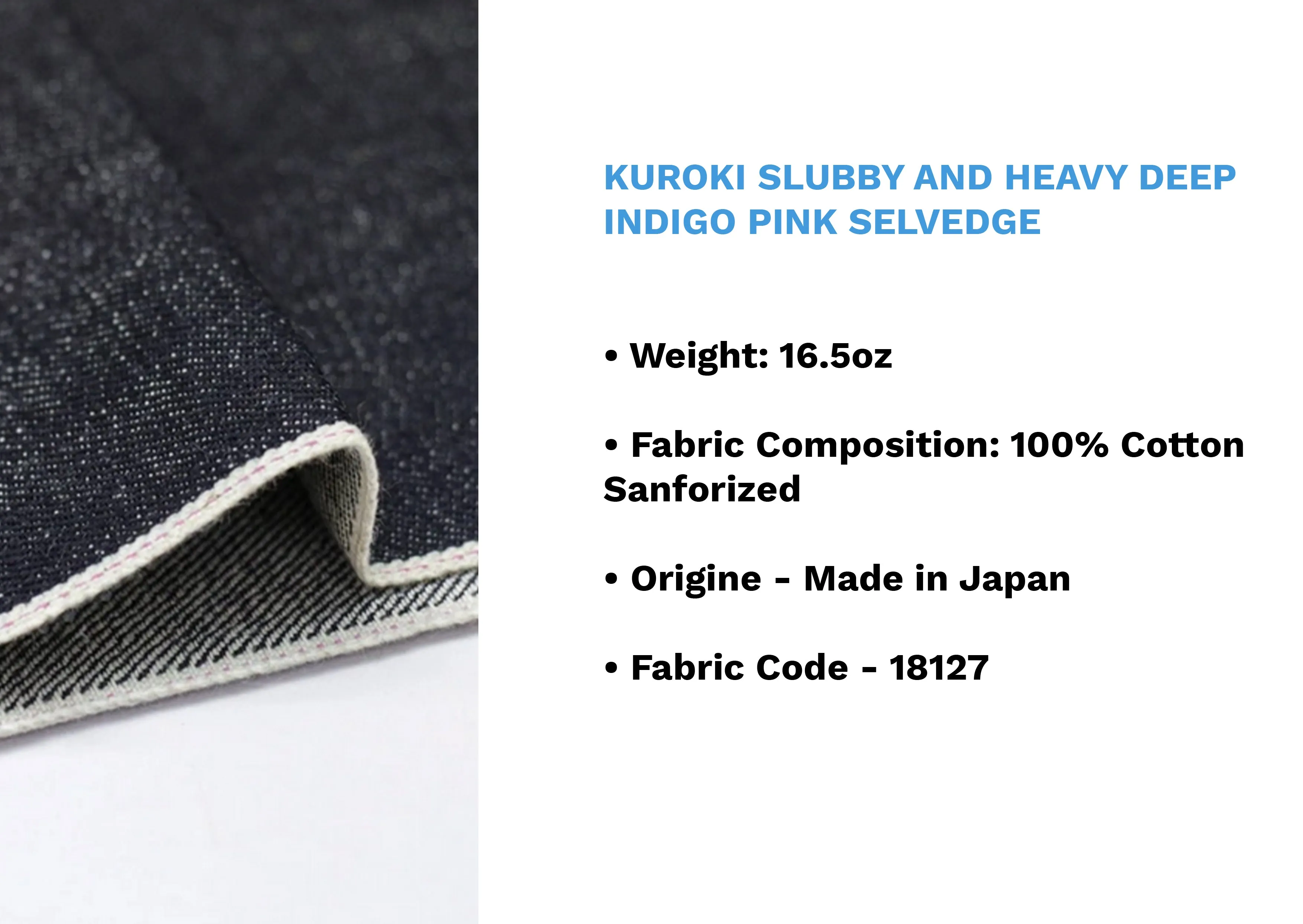 KUROKI SLUBBY AND HEAVY DEEP INDIGO PINK SELVEDGE *