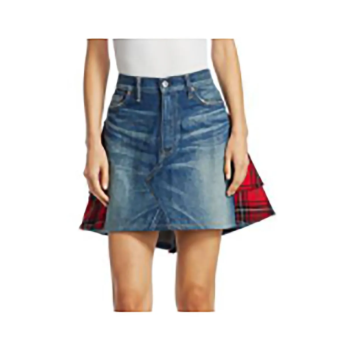 Ladies Blue Denim And Tartan Kilt or Skirt