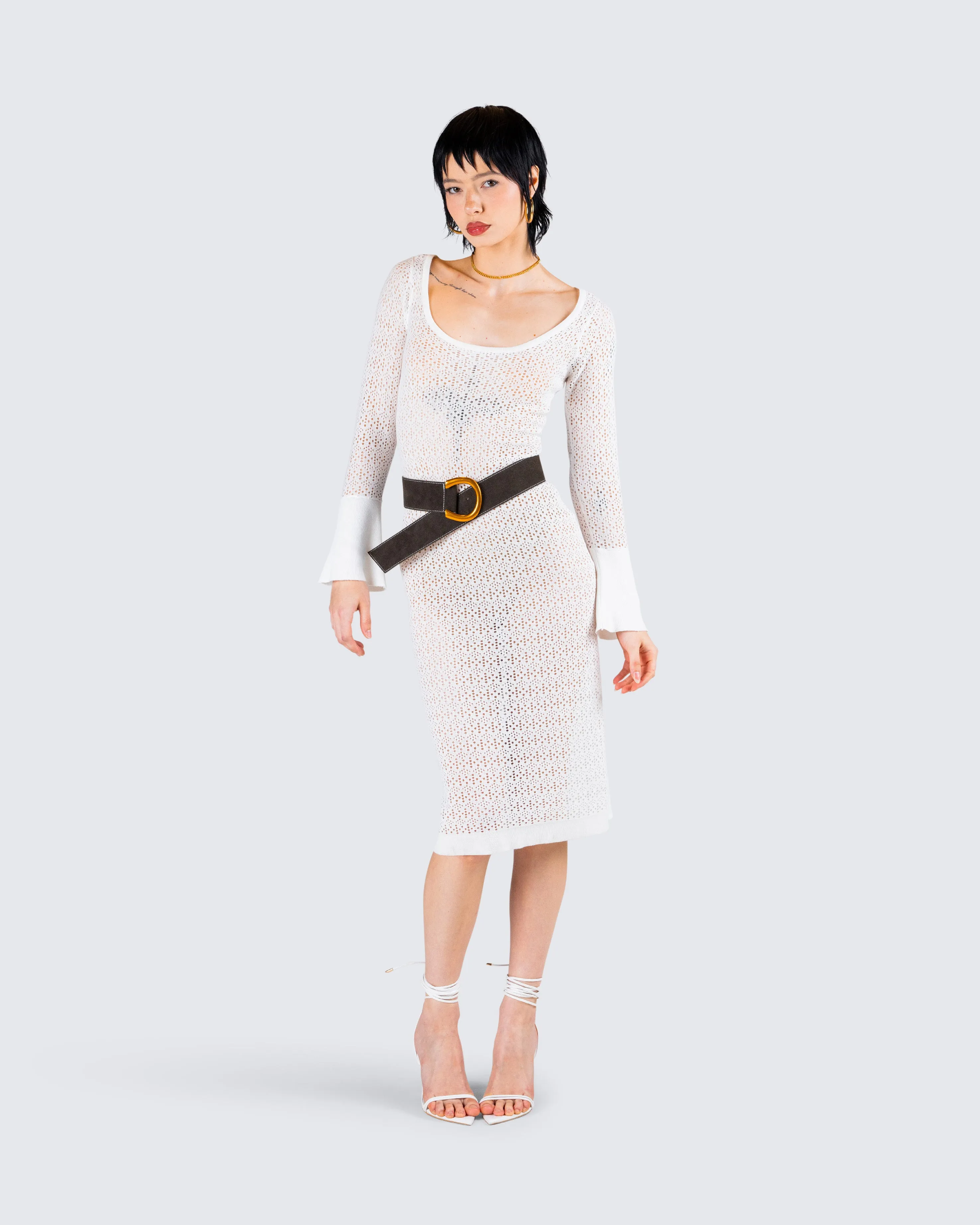 Letitia Ivory Sweater Midi Dress