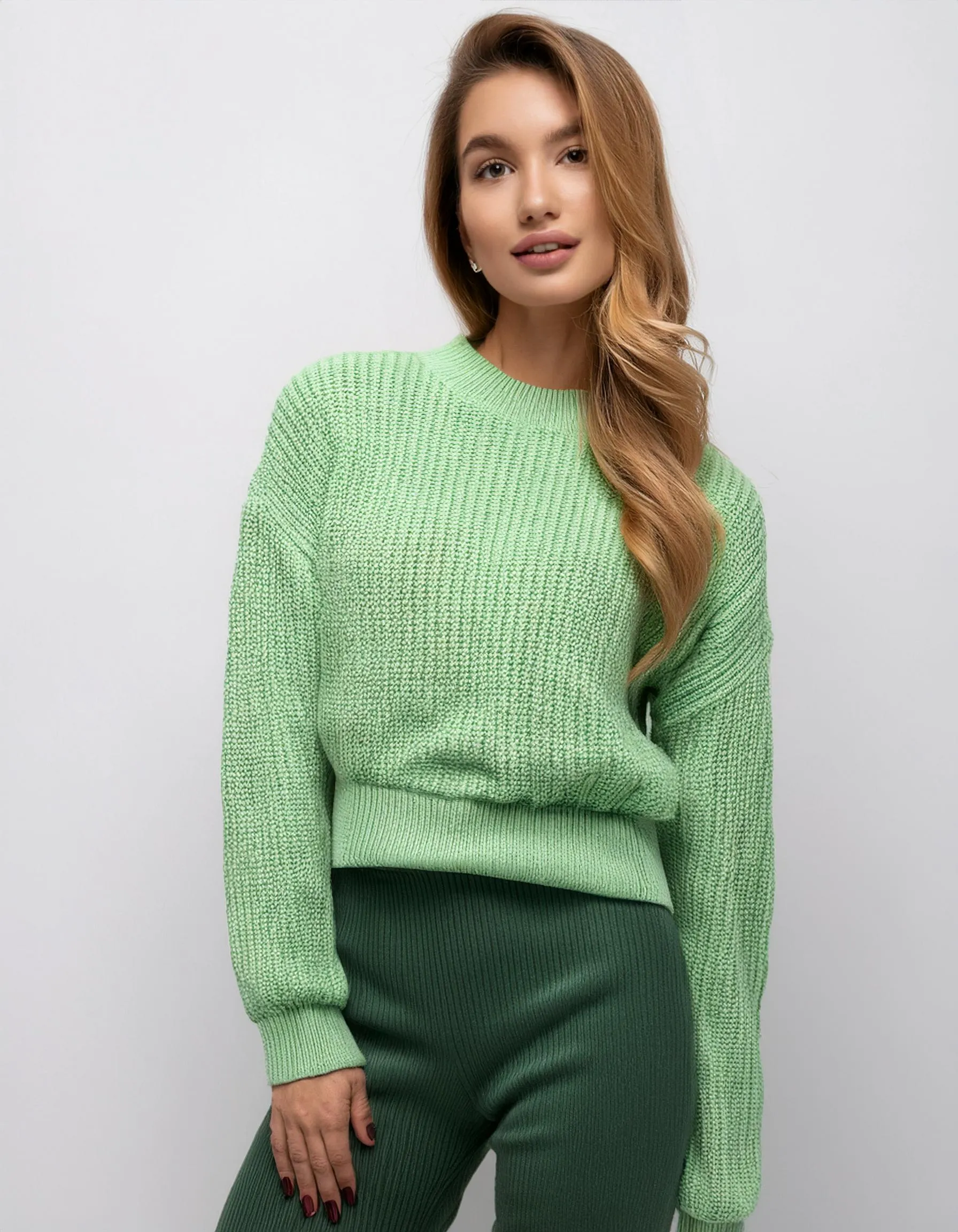 Light Green Cable Knit Pullover