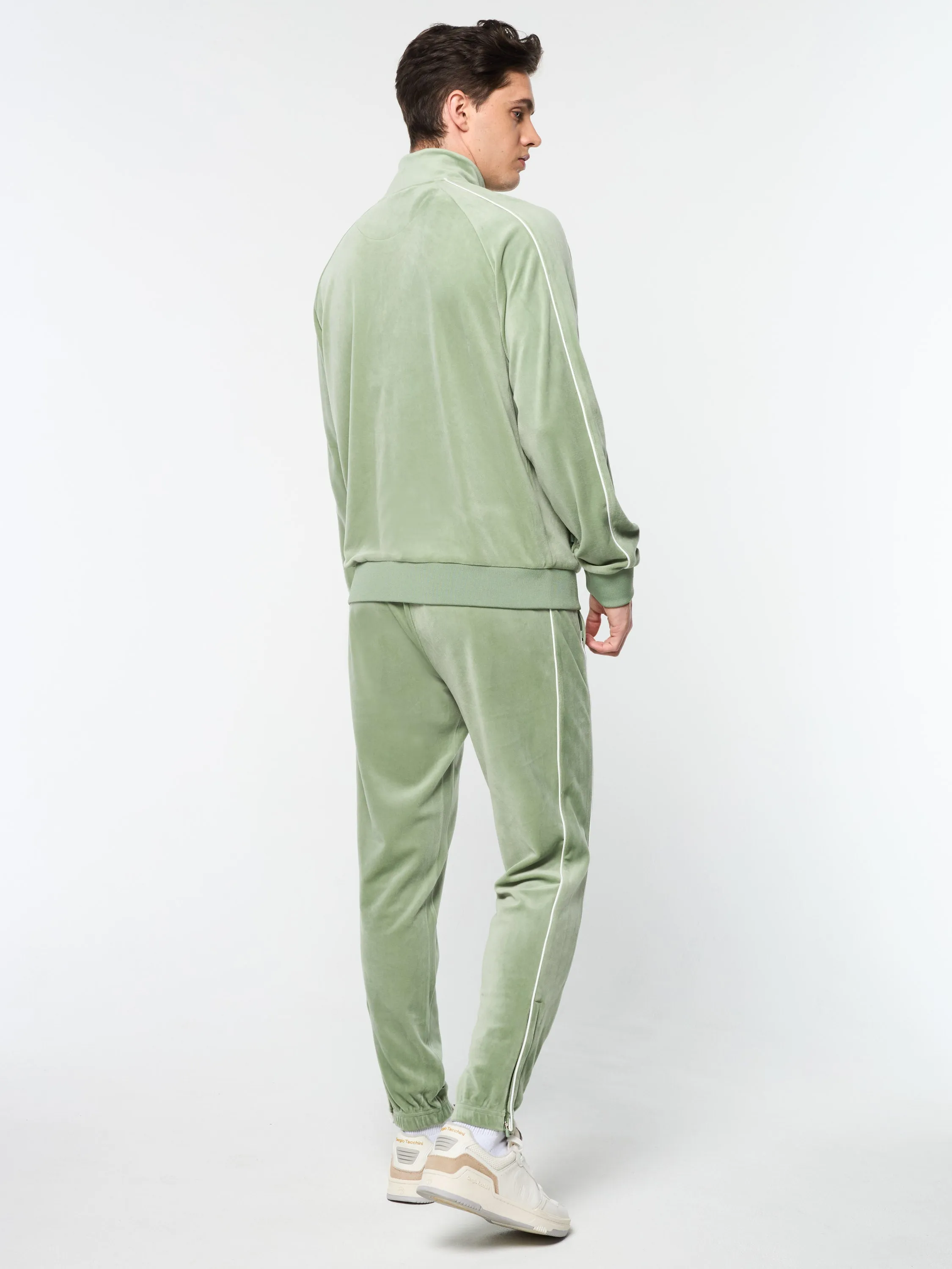 Lioni Velour Track Jacket- Hedge Green