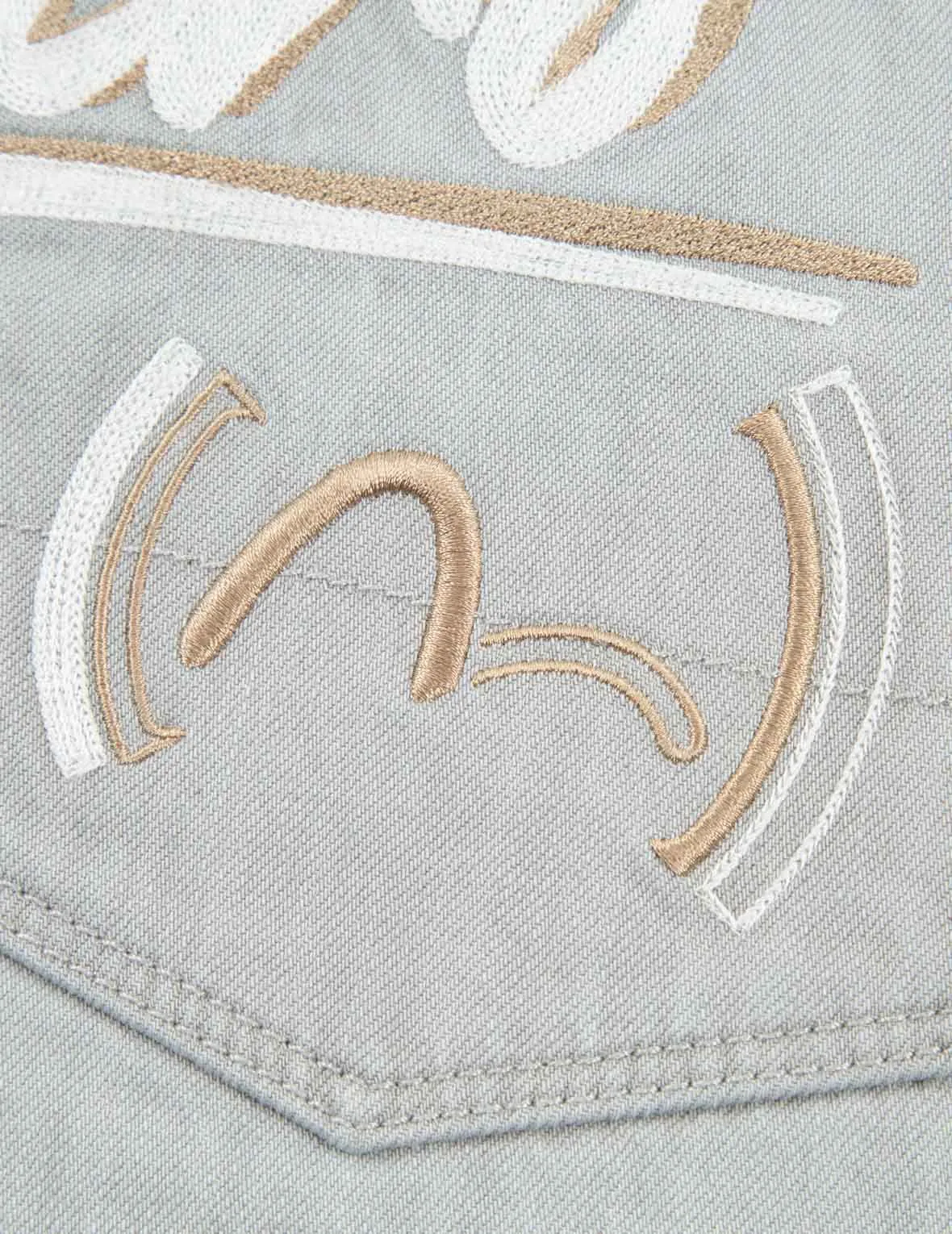 Logo Embroidery Drop-crotch Cropped-fit Denim Jeans #2027