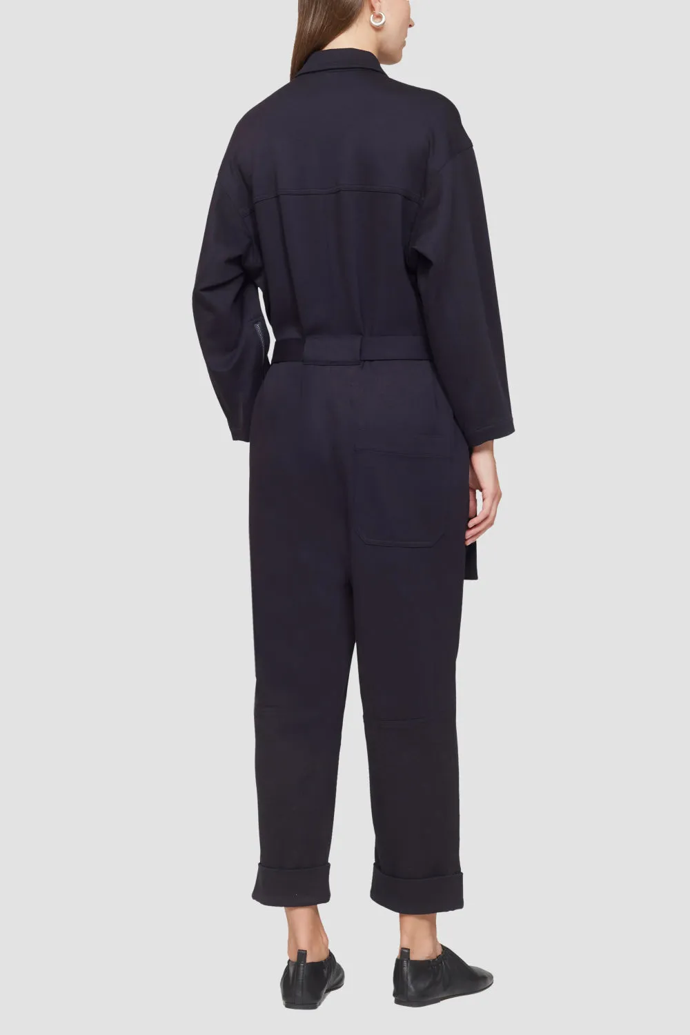 Ls Knit Twill Utility Jumpsuit