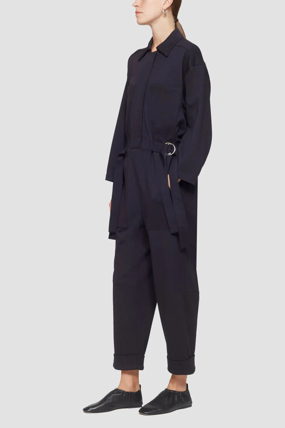 Ls Knit Twill Utility Jumpsuit