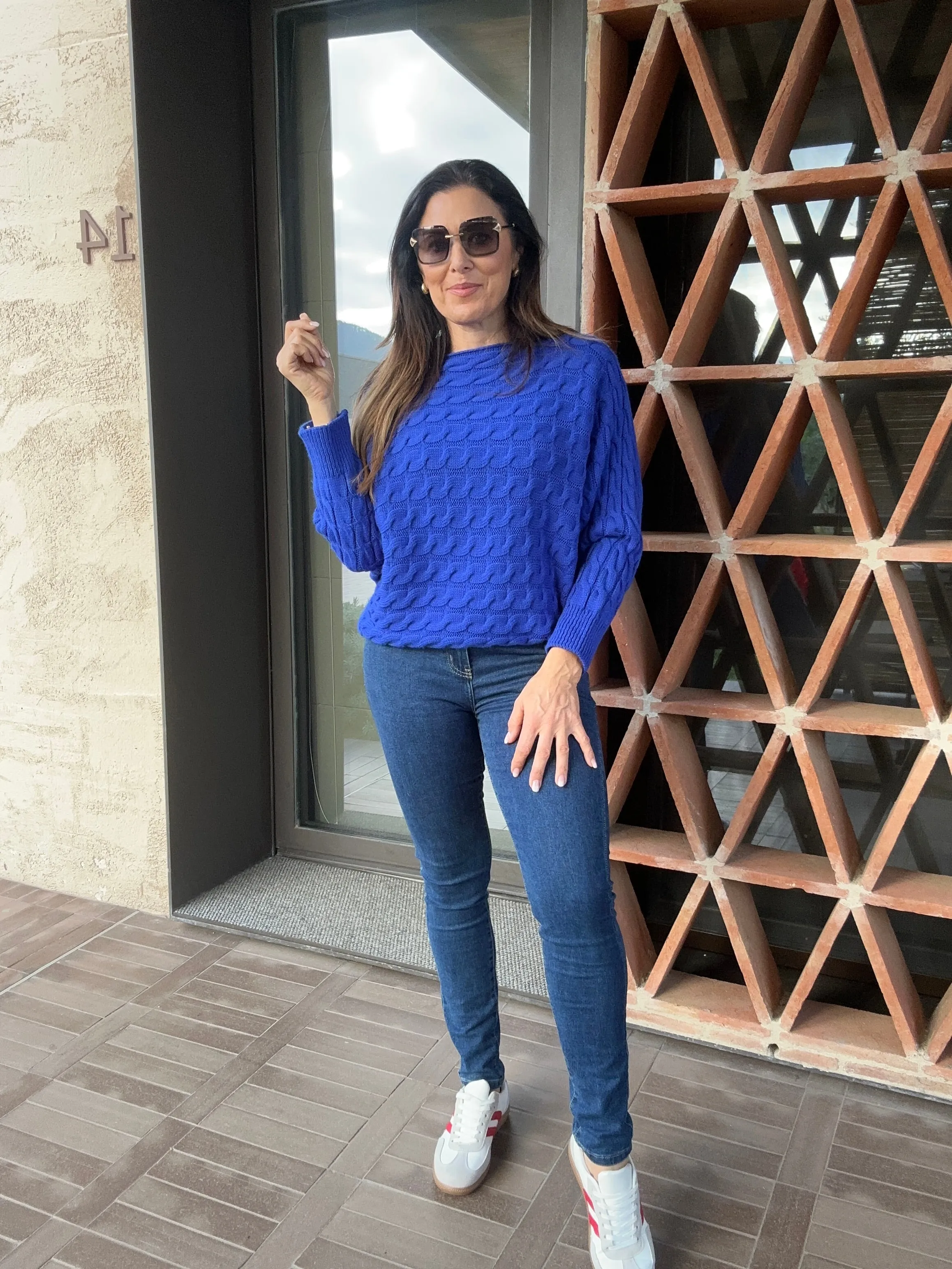 Marissa Royal Blue Cable Knit Jumper