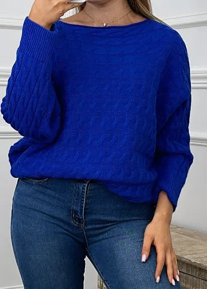 Marissa Royal Blue Cable Knit Jumper