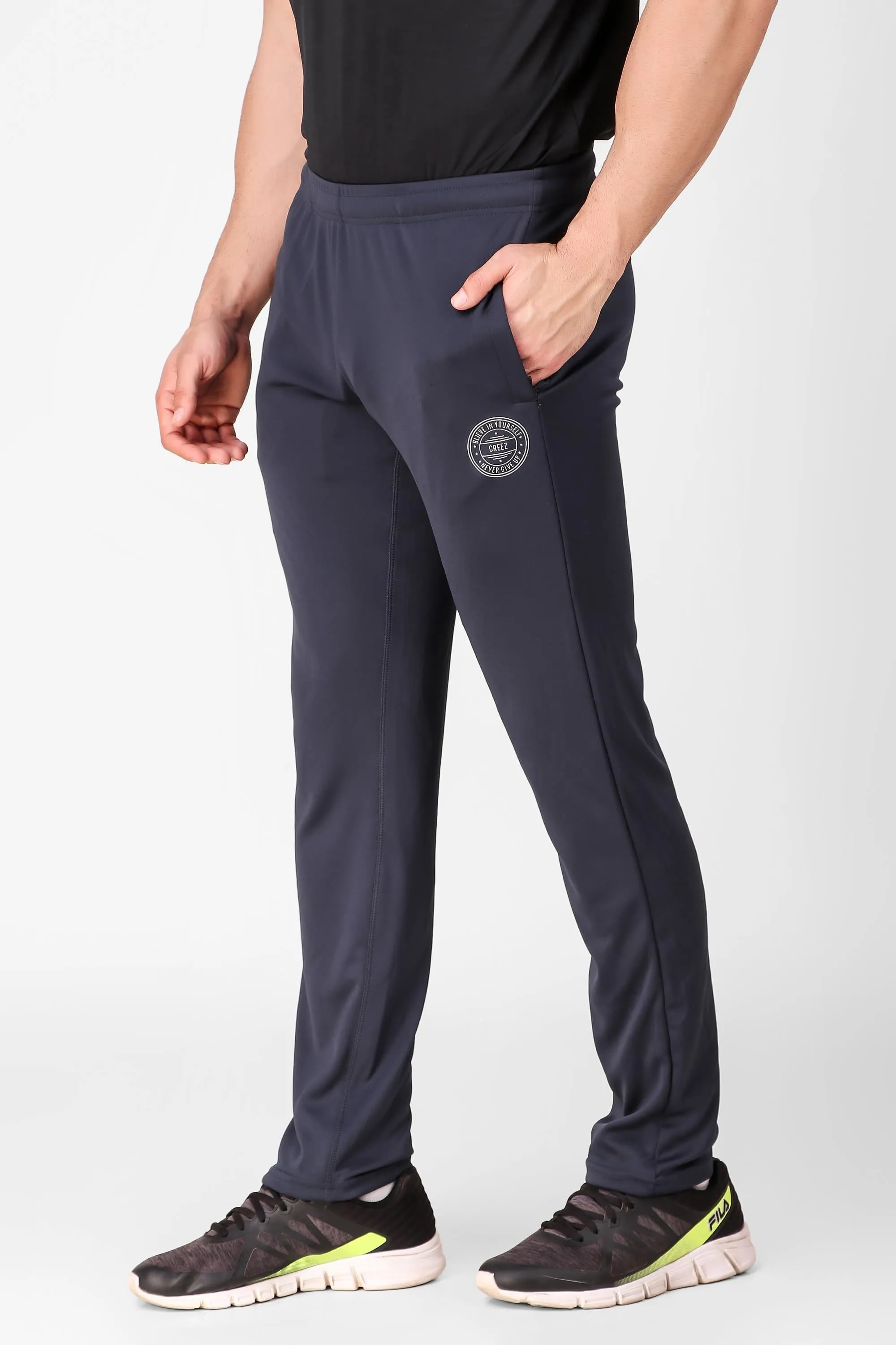 Men Polyester Believe in Yourself Track Pant (Dark Grey)