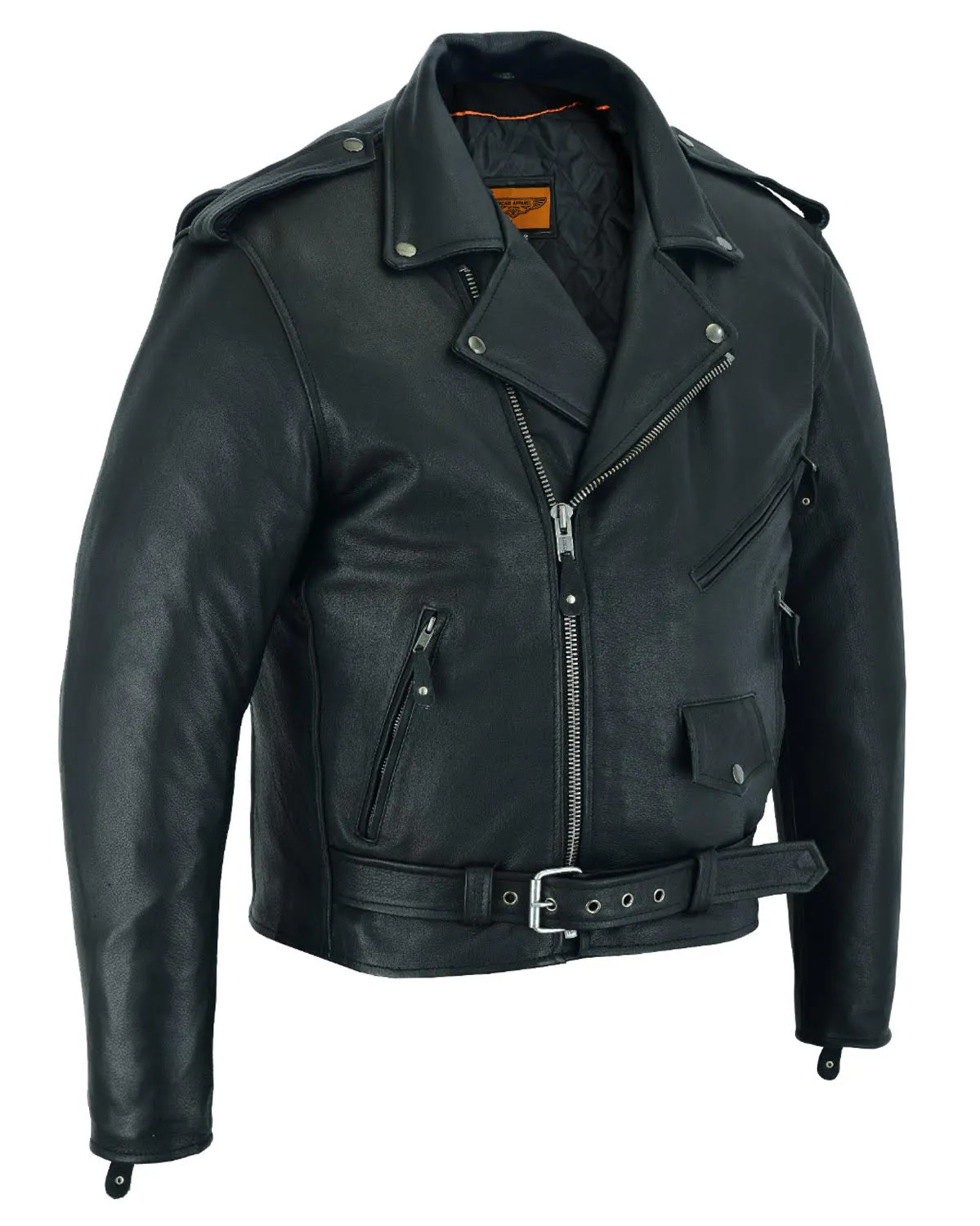 Mens Jacket Naked Cowhide Leather with Quilted Lining