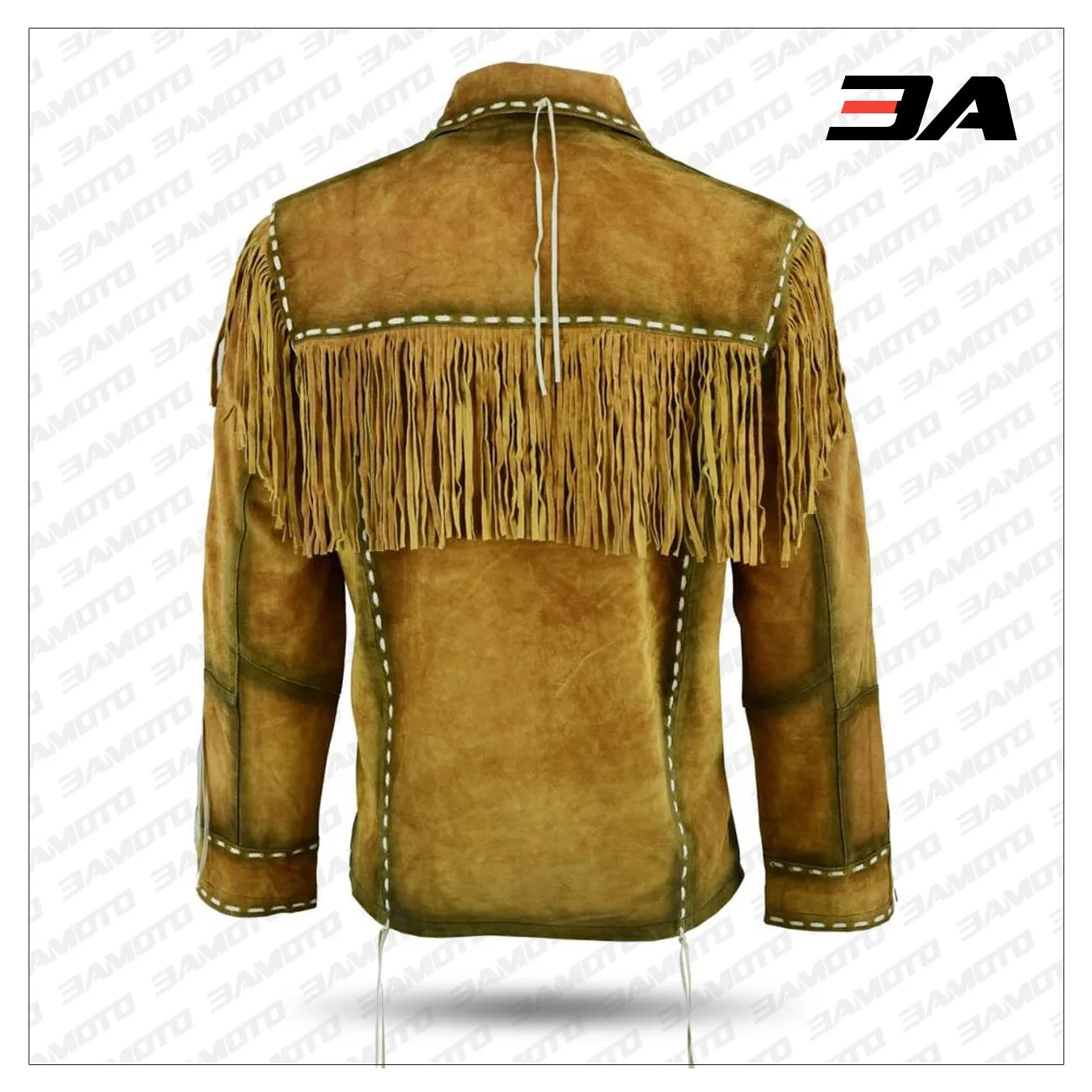 Mens Western Cowboy Brown Suede Leather Jacket With Fringe