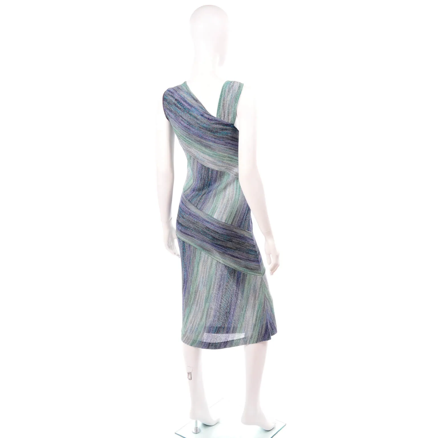 Missoni Metallic Stretch Knit Dress w/ Asymmetrical Striped Design 6/8